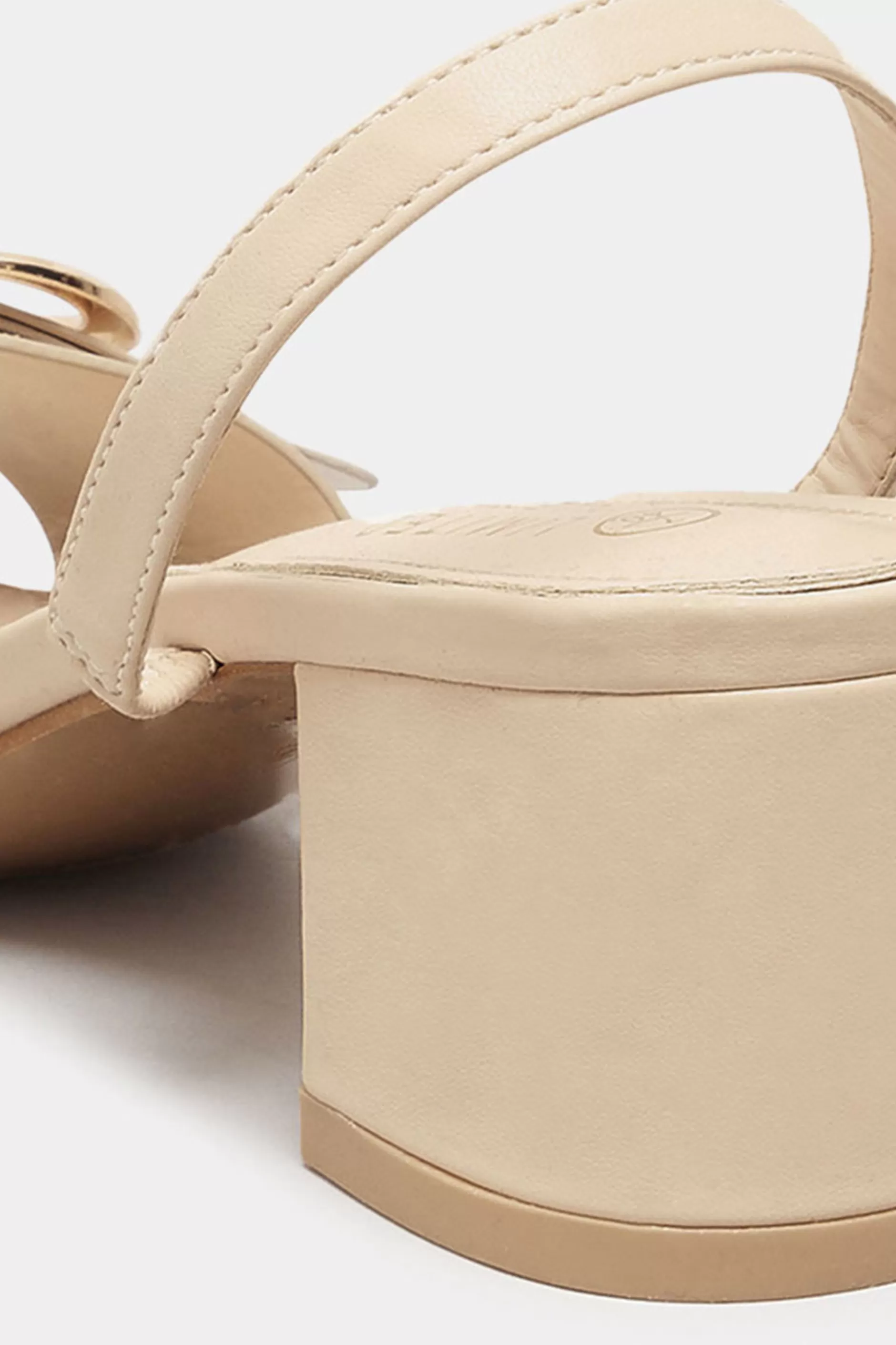Women M&Co Heels>Limited Collection Limited Collection Beige Brown Buckle Slingback Block Heel Sandal In Wide E Fit