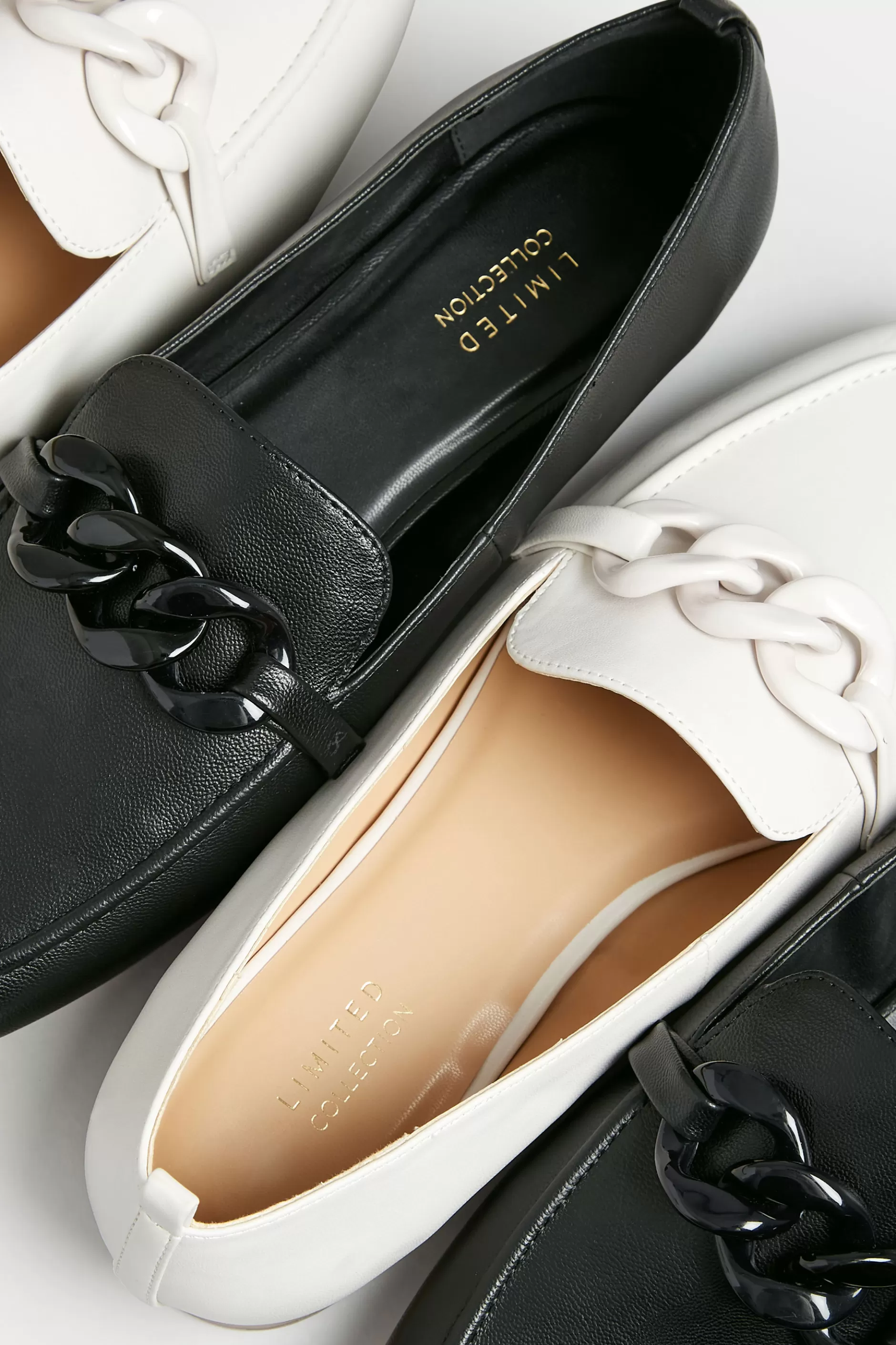 Women M&Co Flat Shoes>Limited Collection Limited Collection Black Chain Loafers In Wide E Fit