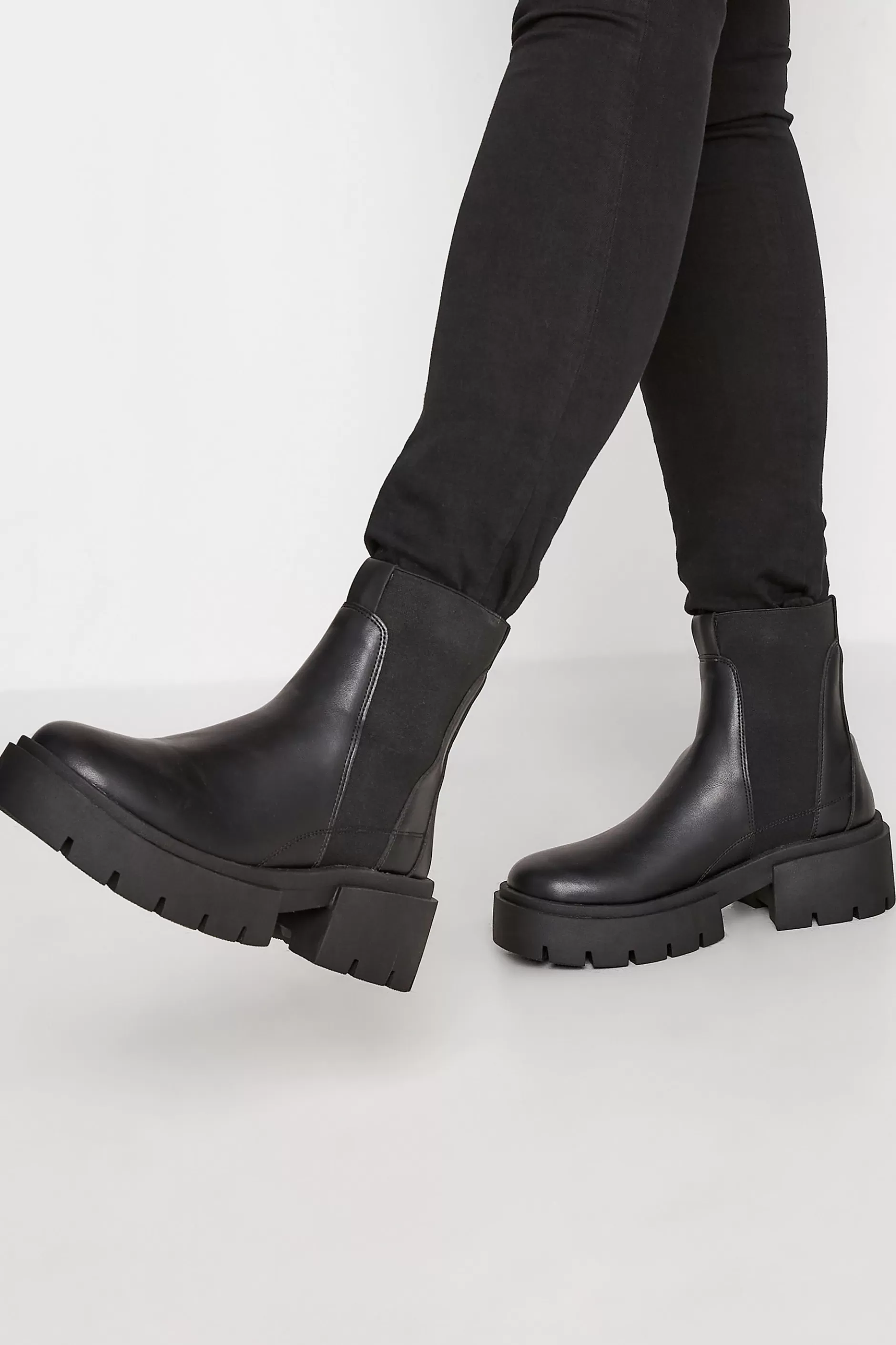 Women M&Co Boots>Limited Collection Limited Collection Black Chunky Chelsea Ankle Boots In Wide E Fit