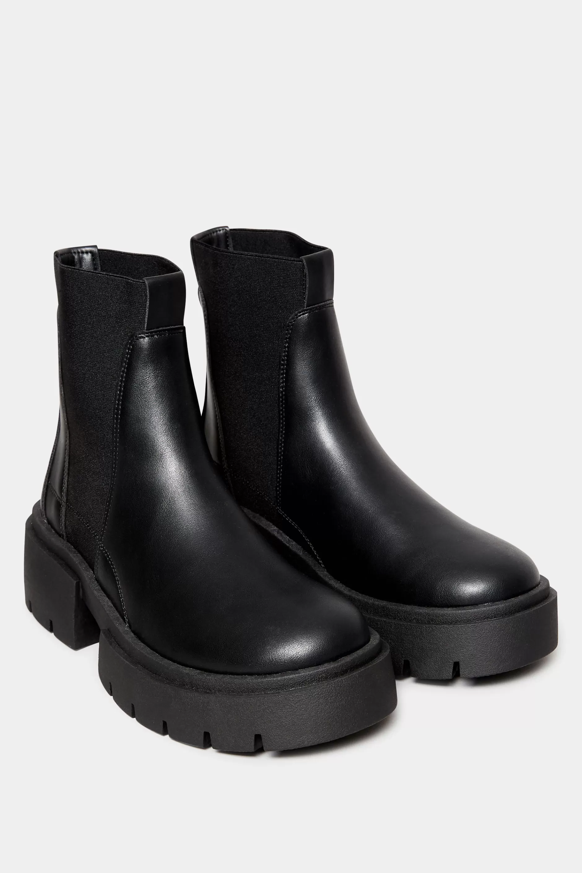 Women M&Co Boots>Limited Collection Limited Collection Black Chunky Chelsea Ankle Boots In Wide E Fit
