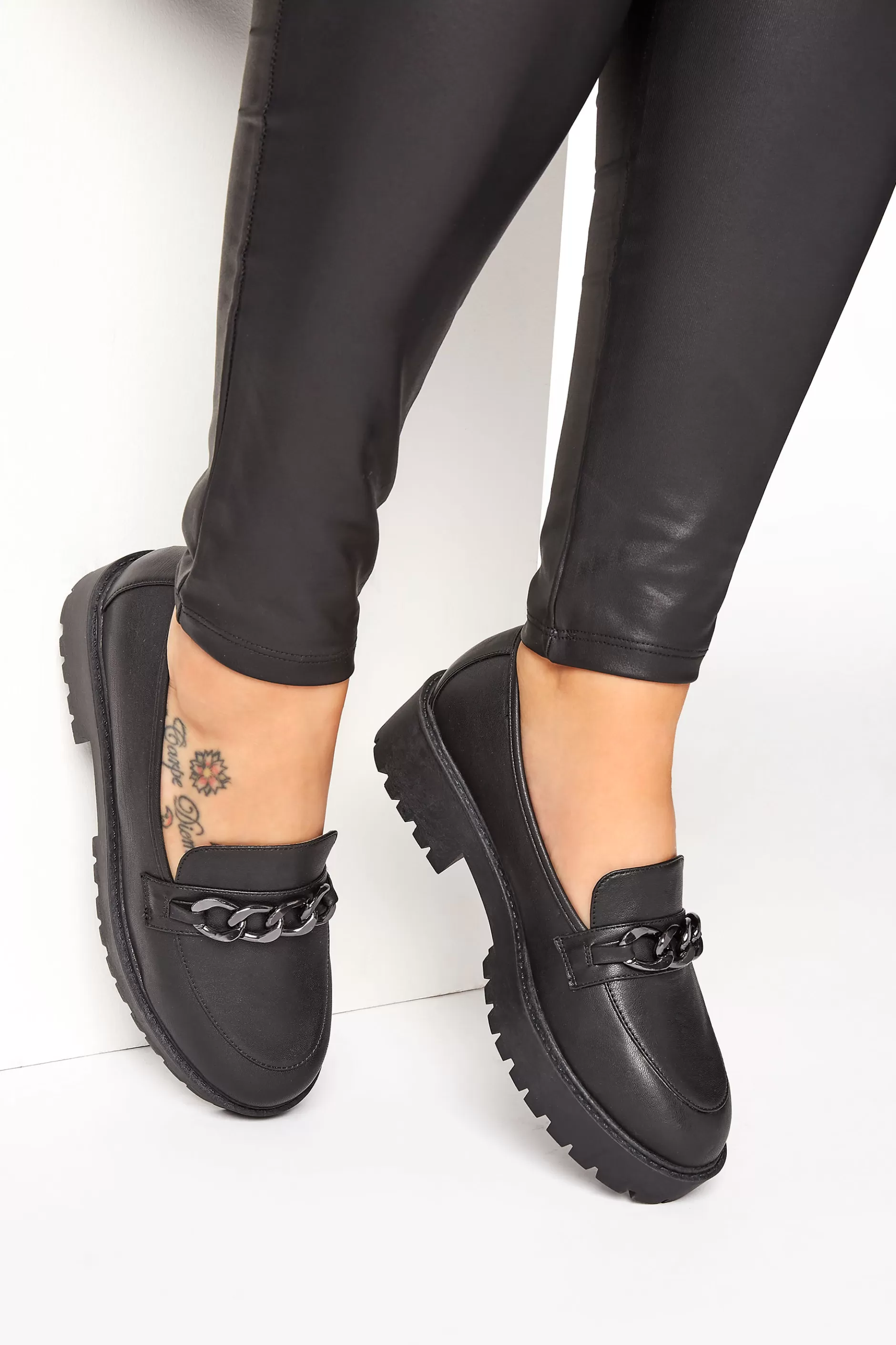Women M&Co Flat Shoes>Limited Collection Limited Collection Black Chunky Loafers In Wide E Fit & Extra Wide Eee Fit