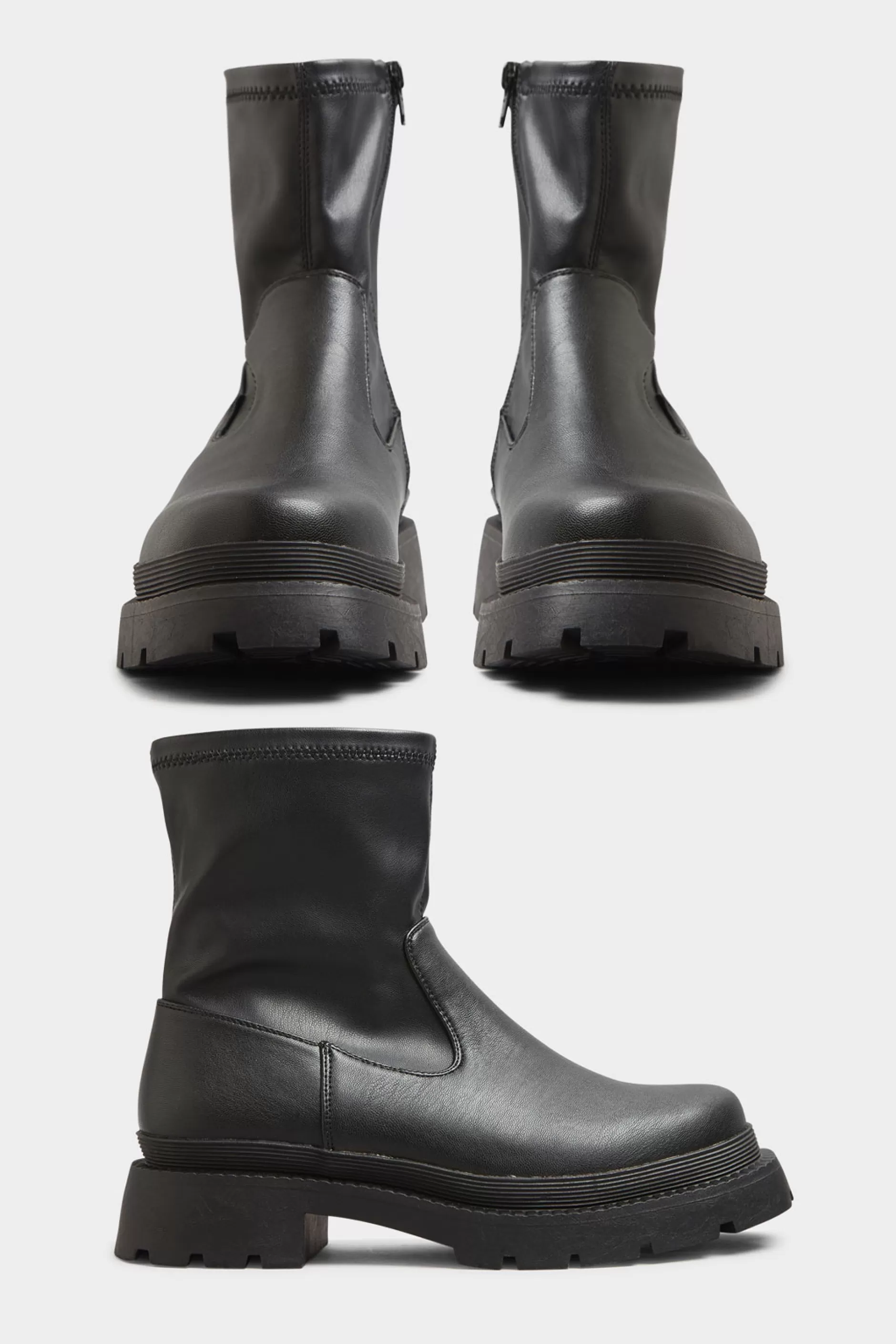 Women M&Co Boots>Limited Collection Limited Collection Black Chunky Sock Boots In Extra Wide Eee Fit