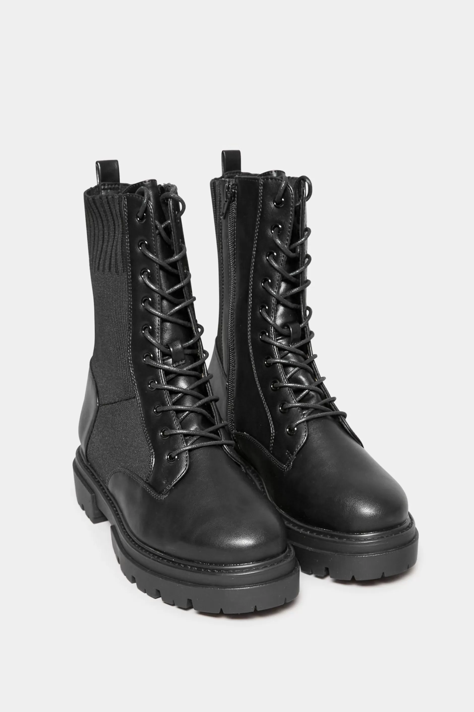 Women M&Co Boots>Limited Collection Limited Collection Black Chunky Sock Lace Up Boots In Wide E Fit & Extra Wide Eee Fit