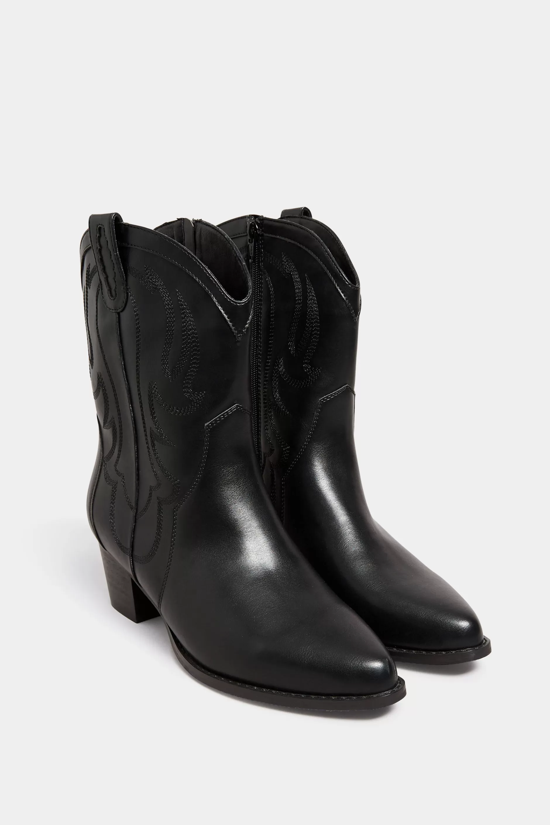 Women M&Co Boots>Limited Collection Limited Collection Black Cowboy Ankle Boots In Extra Wide Eee Fit
