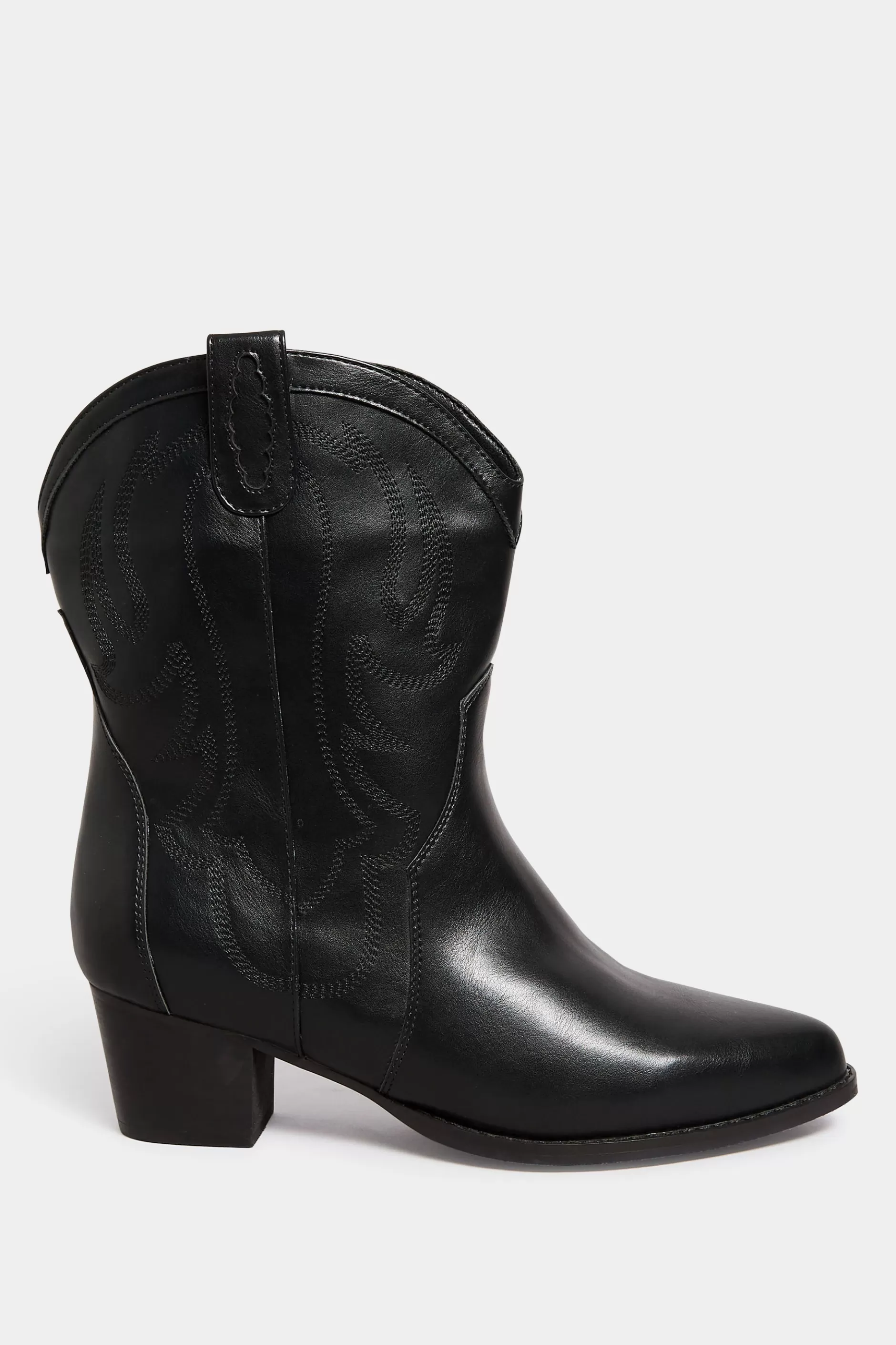 Women M&Co Boots>Limited Collection Limited Collection Black Cowboy Ankle Boots In Extra Wide Eee Fit