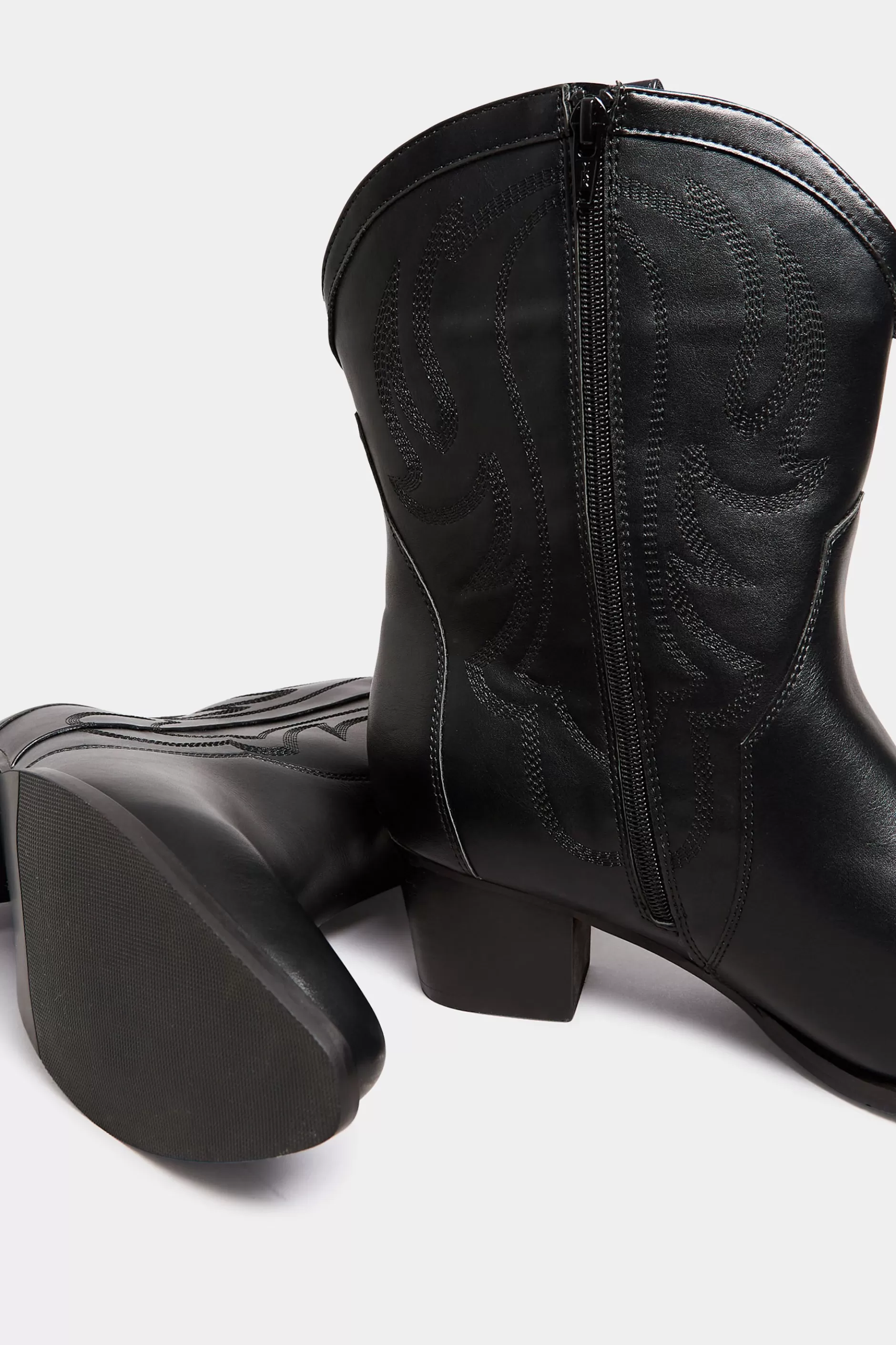 Women M&Co Boots>Limited Collection Limited Collection Black Cowboy Ankle Boots In Extra Wide Eee Fit