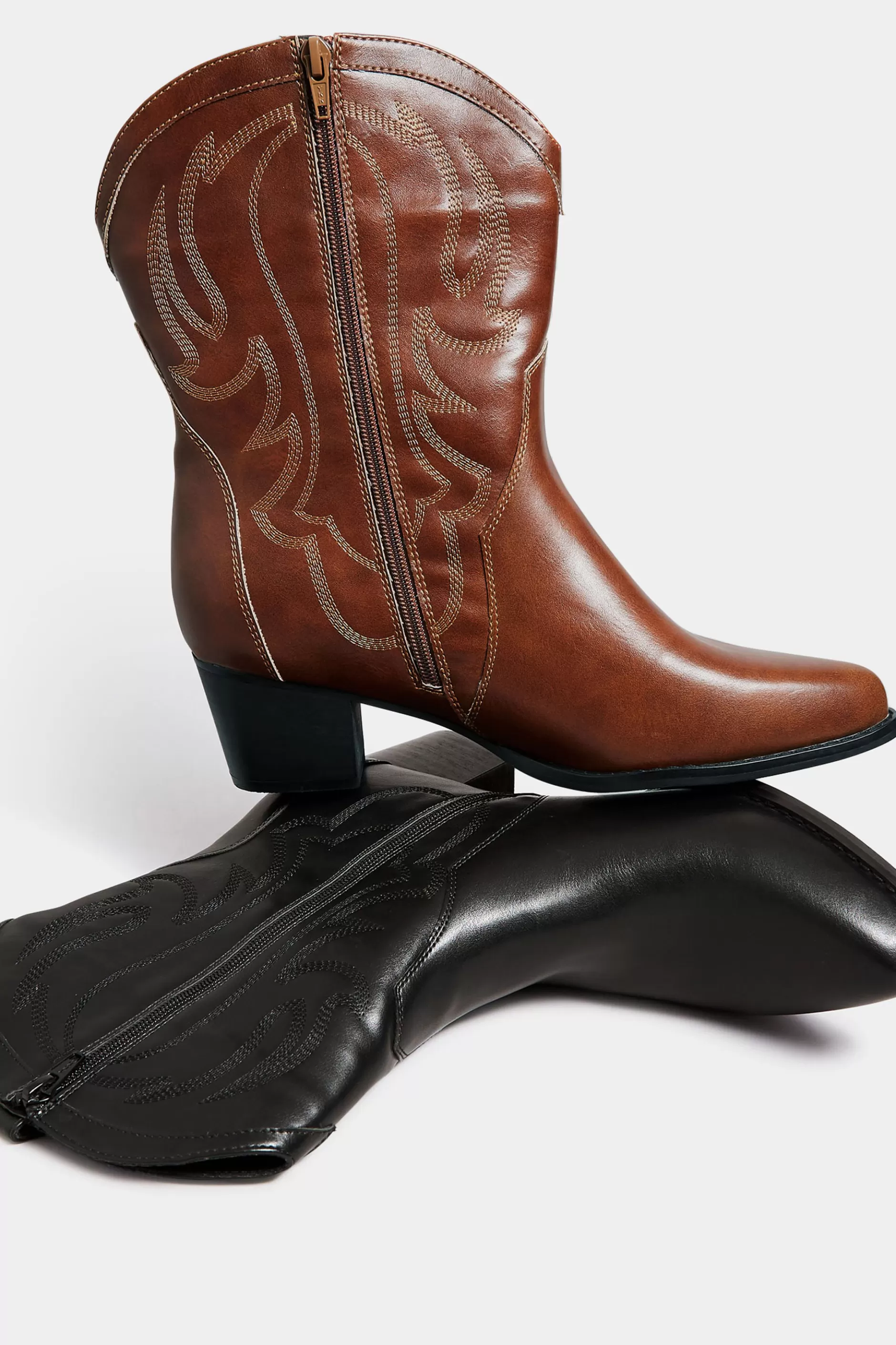 Women M&Co Boots>Limited Collection Limited Collection Black Cowboy Ankle Boots In Extra Wide Eee Fit