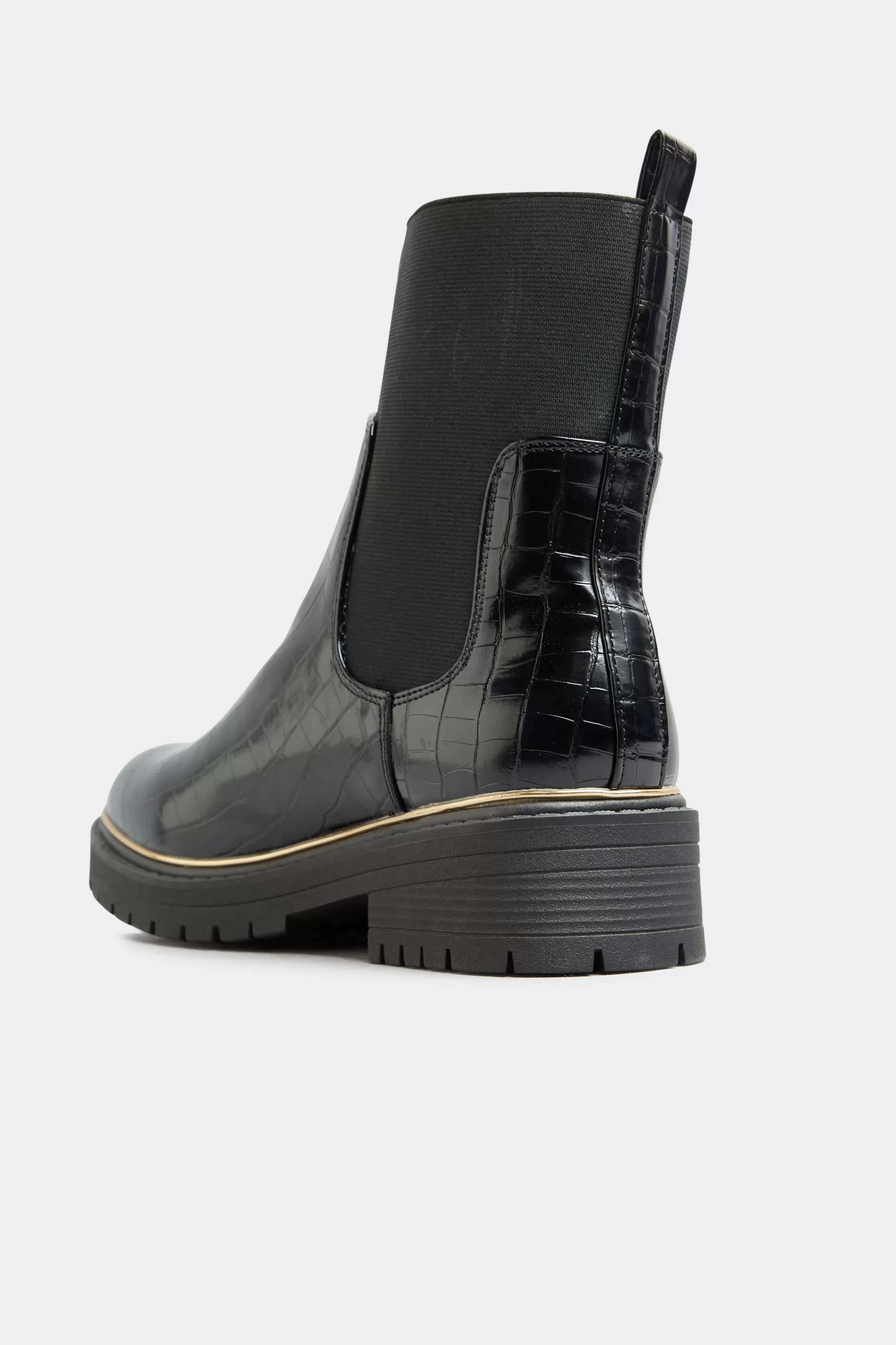 Women M&Co Boots>Limited Collection Limited Collection Black Croc Leather Look Ankle Boots In Standard Fit
