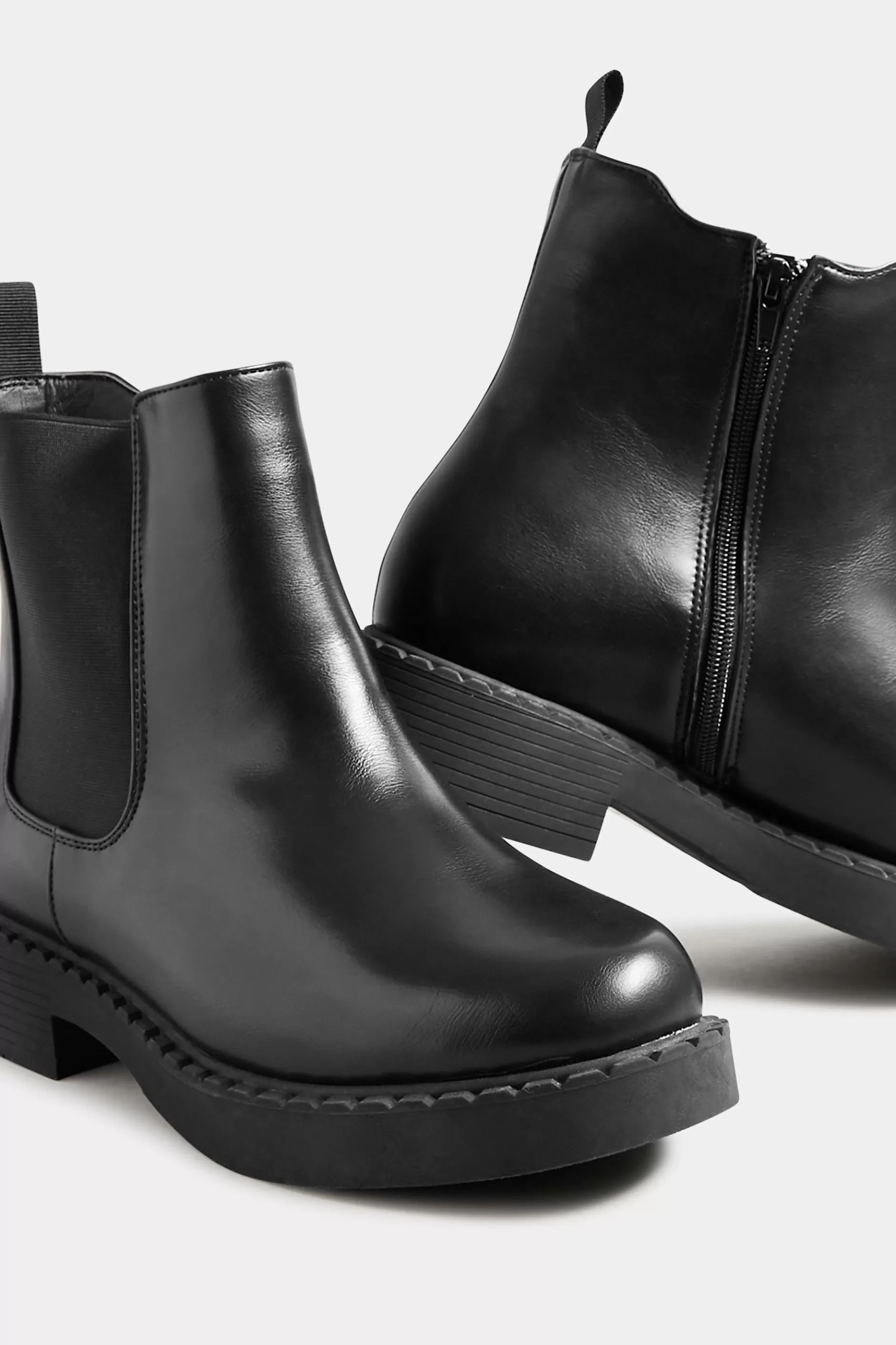 Women M&Co Boots>Limited Collection Limited Collection Black Faux Leather Chelsea Boots In Extra Wide Eee Fit