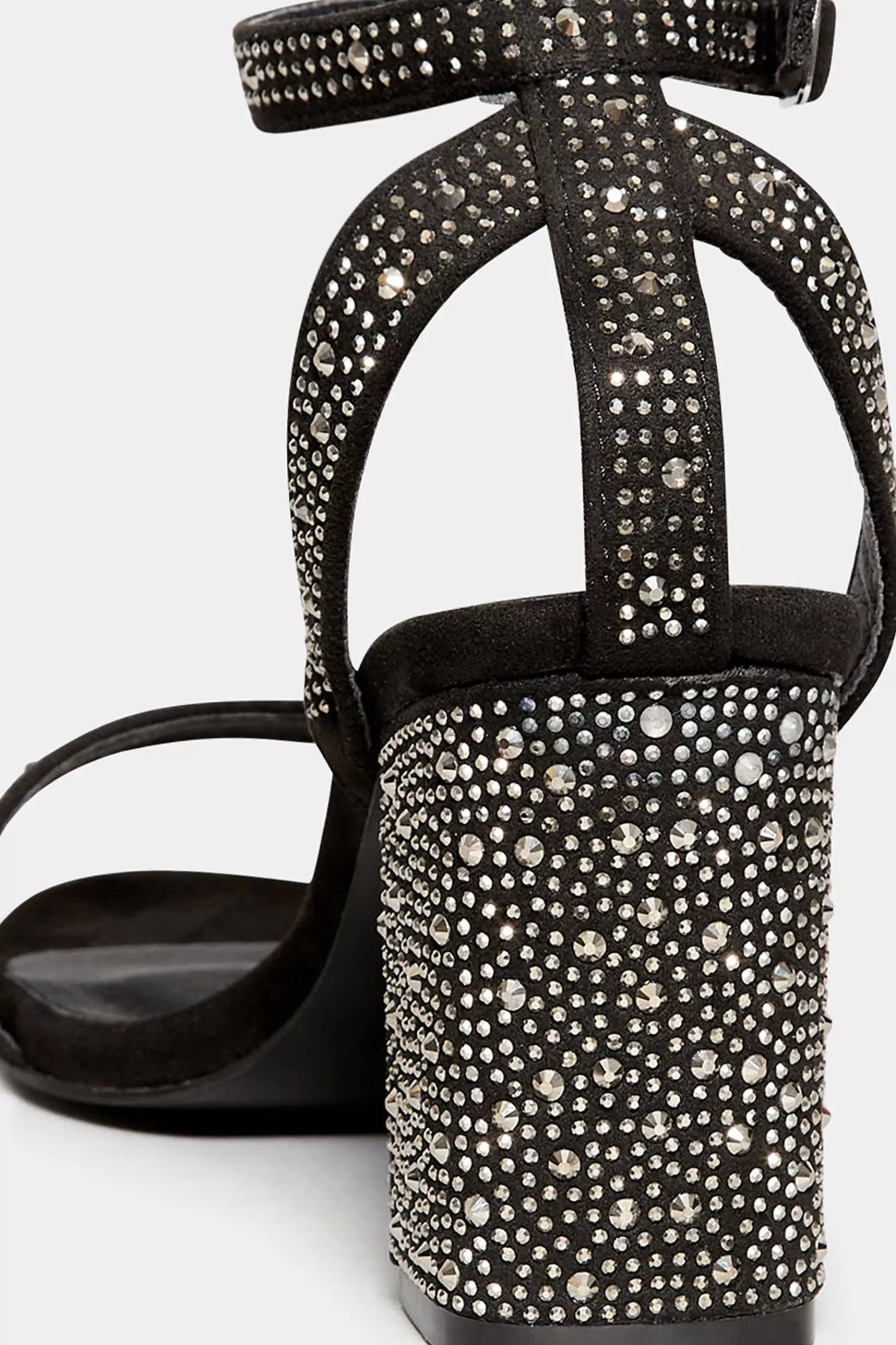 Women M&Co Heels>Limited Collection Limited Collection Black Faux Suede Diamante Embellished Heels In Wide E Fit & Extra Wide Eee Fit
