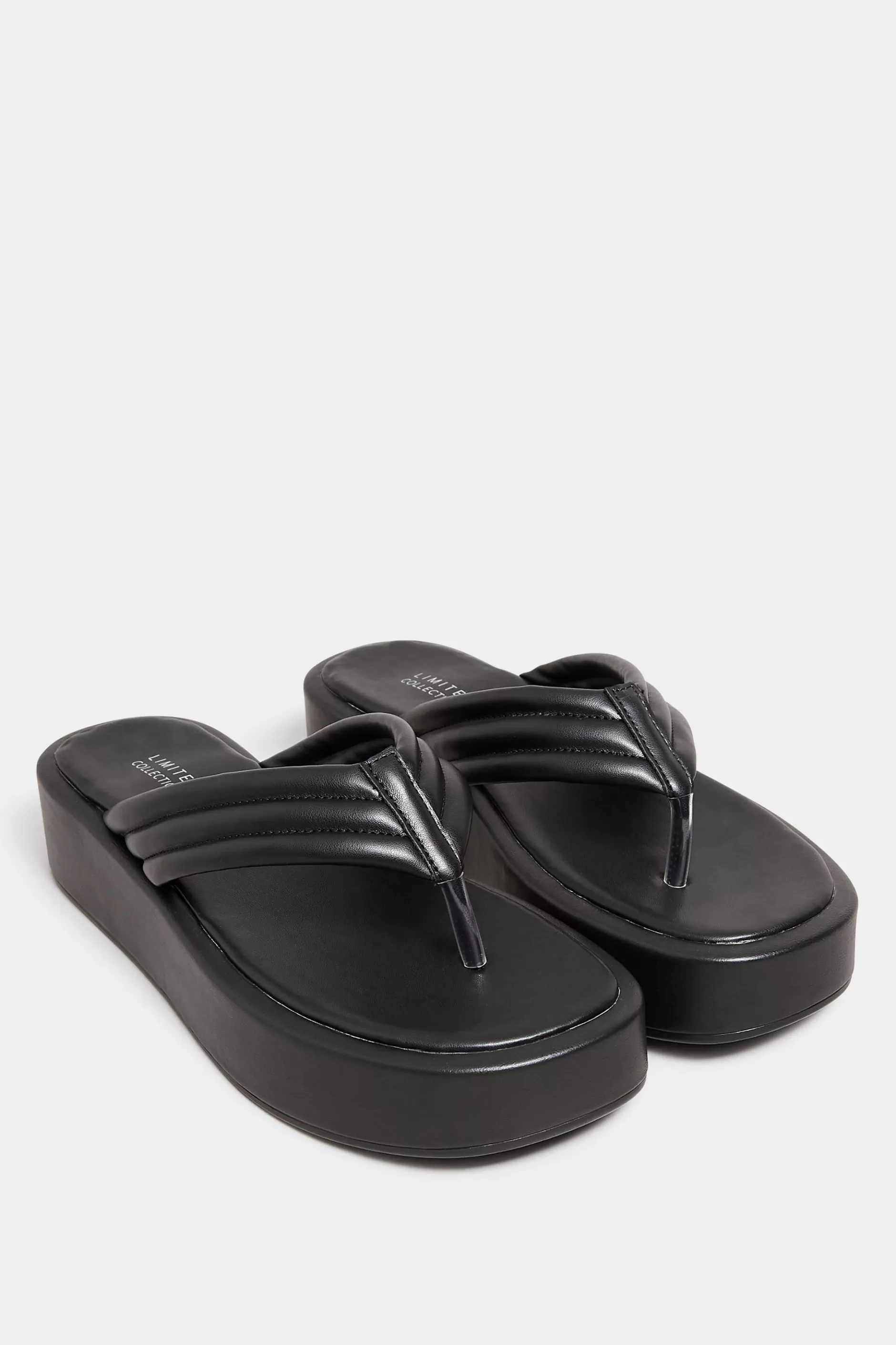 Women M&Co Flat Shoes>Limited Collection Limited Collection Black Flatform Flip Flops In Wide E Fit
