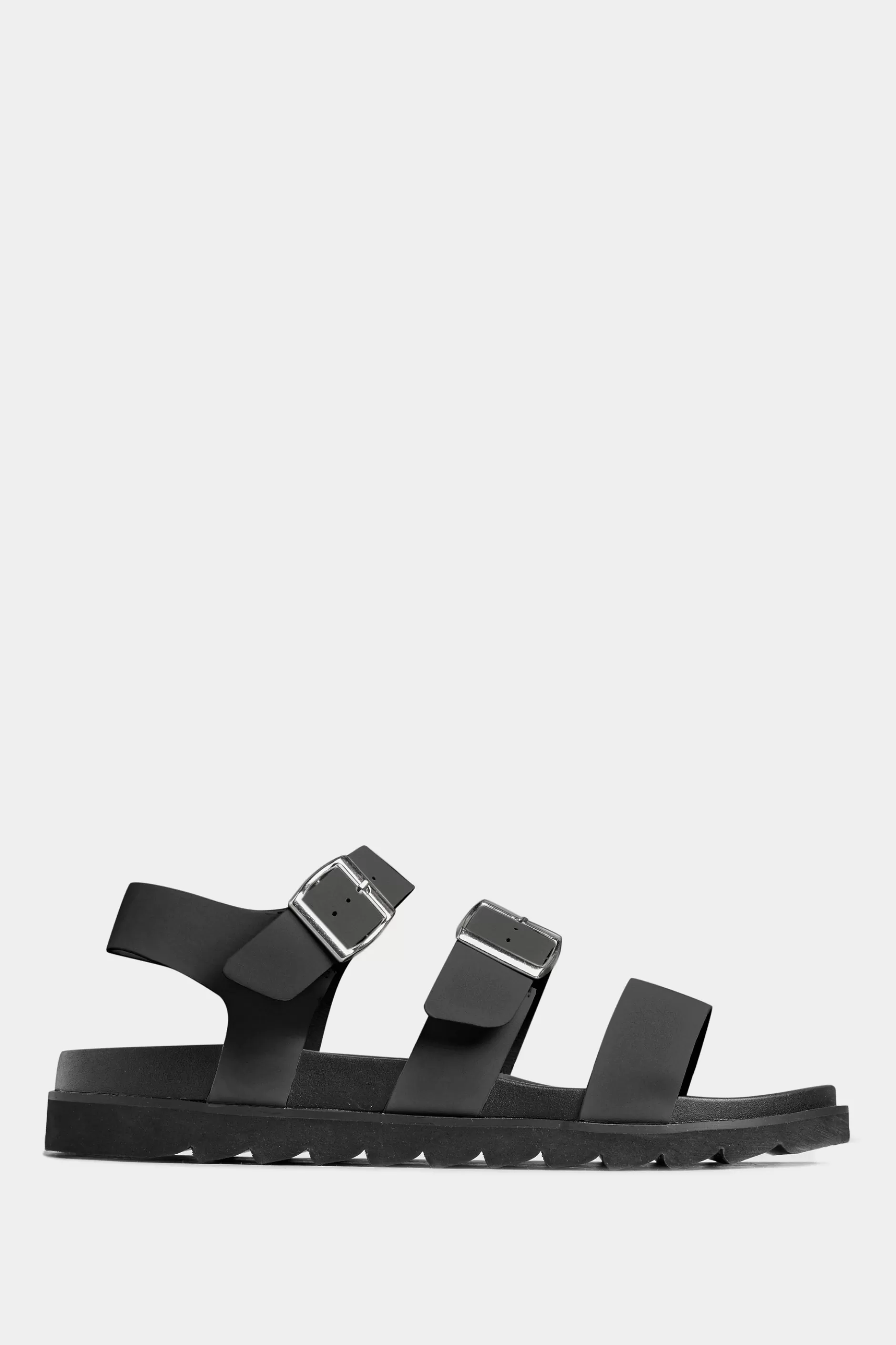 Women M&Co Flat Shoes>Limited Collection Limited Collection Black Footbed Buckle Sandals In Extra Wide Eee Fit