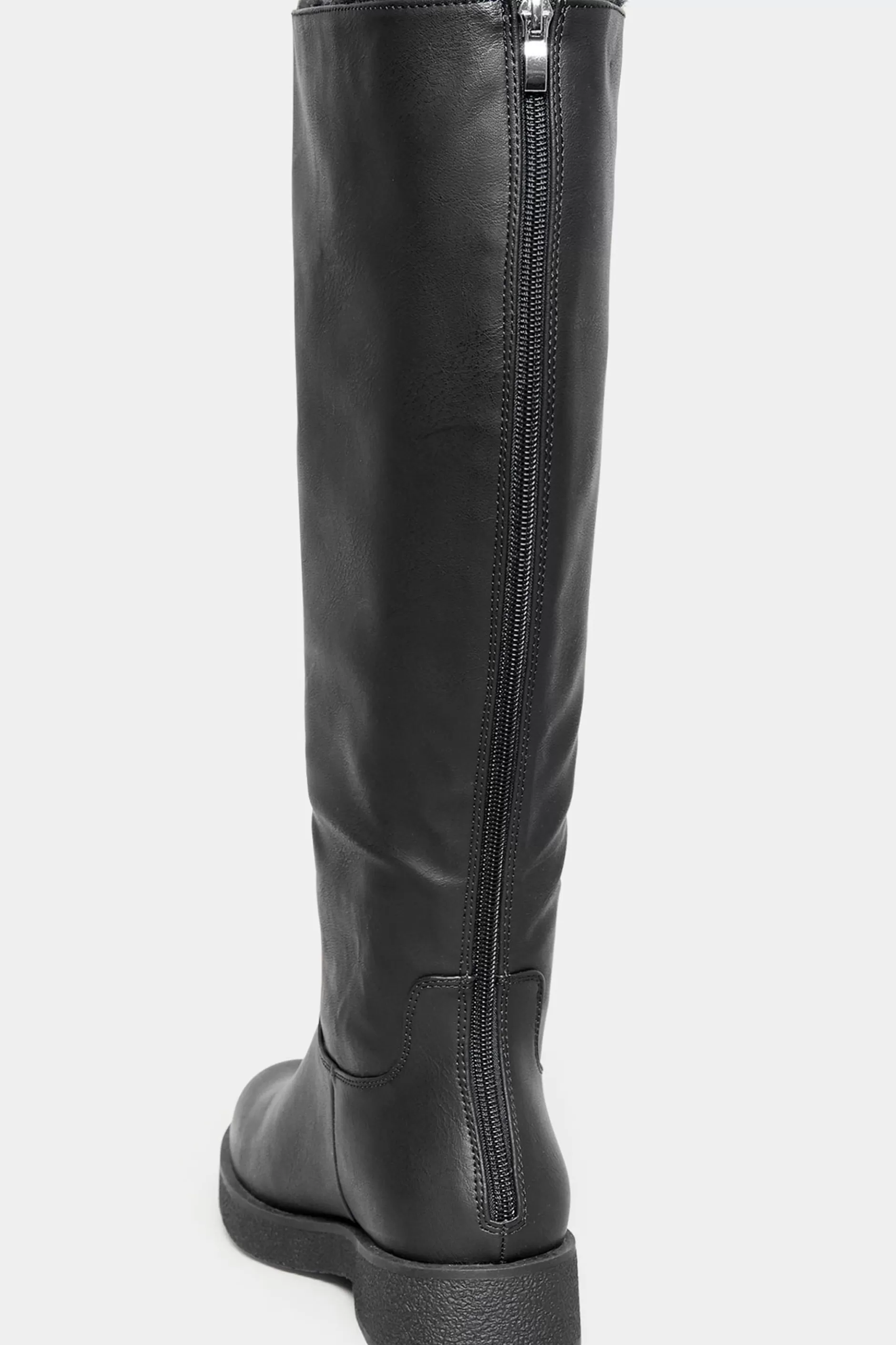 Women M&Co Boots>Limited Collection Limited Collection Black Fur Lined Knee High Boots In Wide E Fit