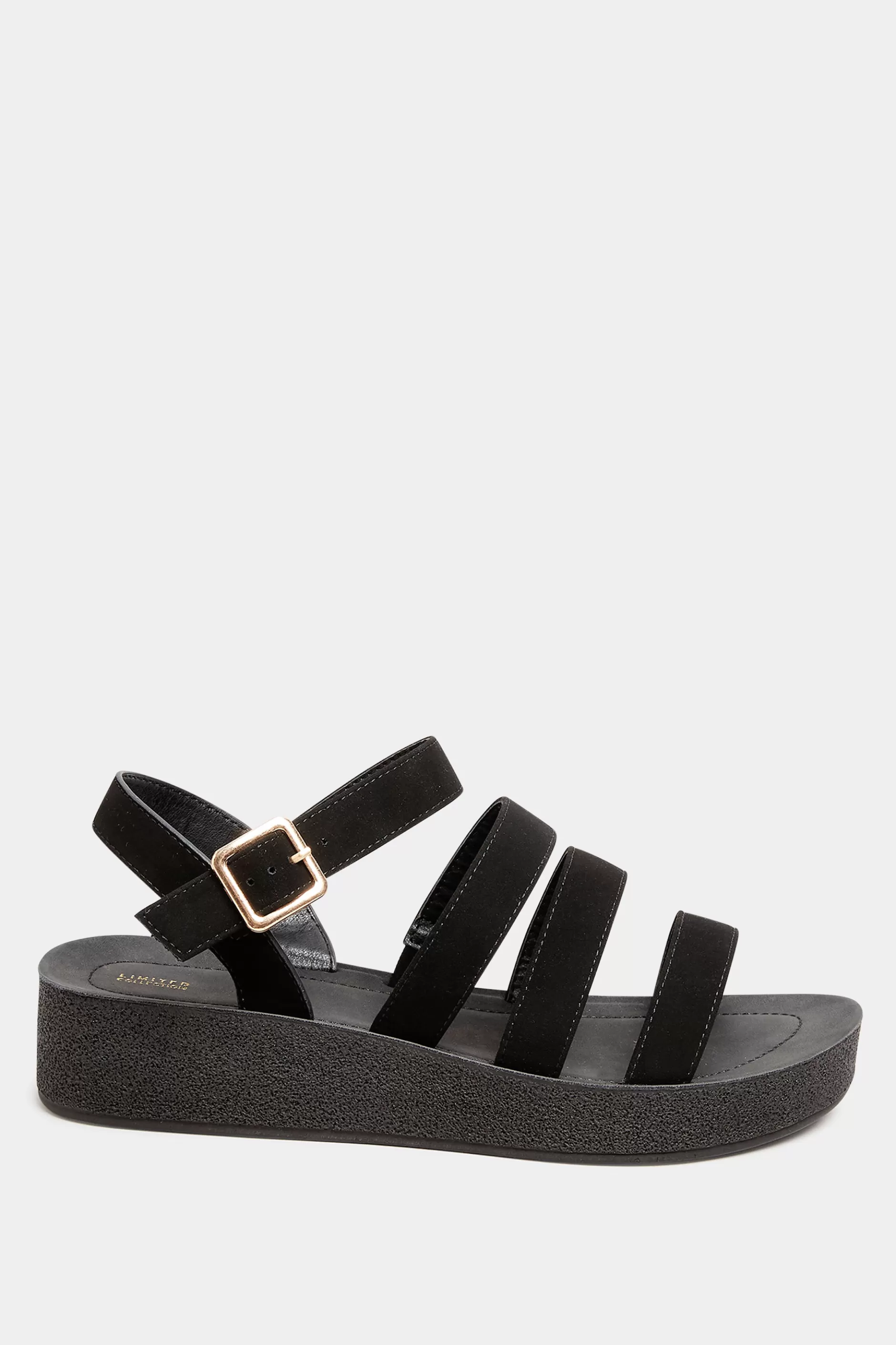 Women M&Co Flat Shoes>Limited Collection Limited Collection Black Multi Strap Sporty Platform Sandals In Extra Wide Eee Fit