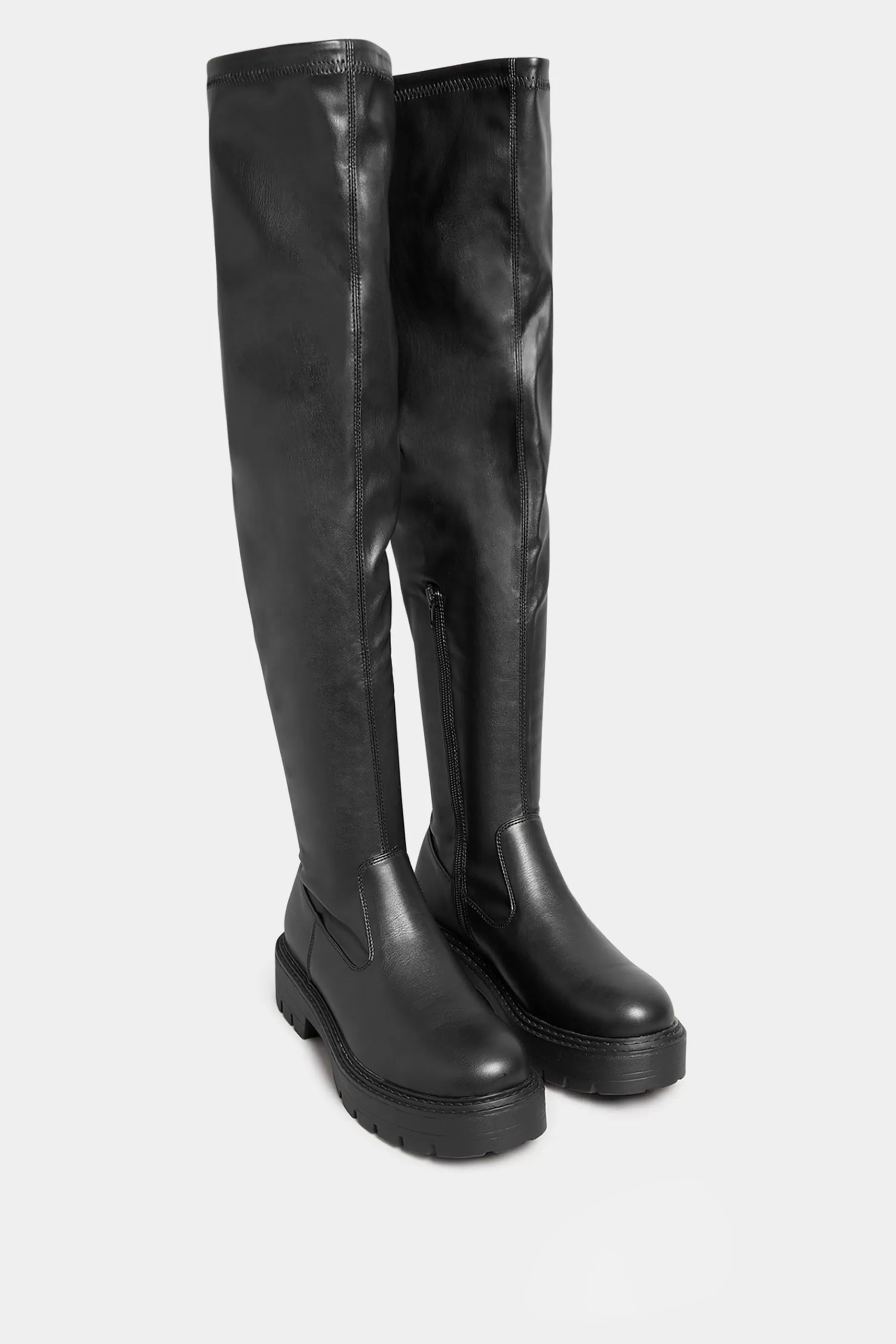 Women M&Co Boots>Limited Collection Limited Collection Black Over The Knee Chunky Boots In Wide E Fit & Extra Wide Eee Fit