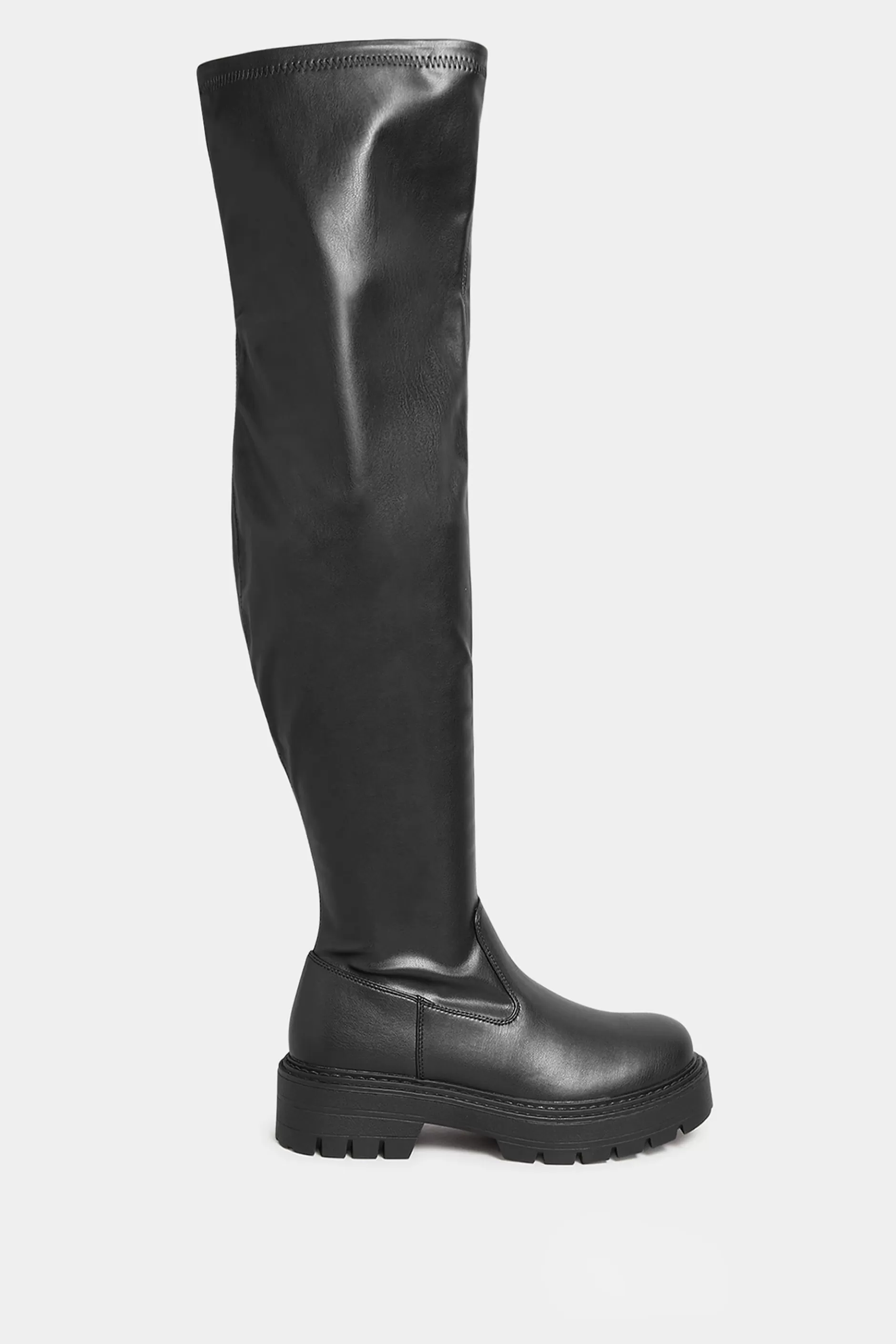 Women M&Co Boots>Limited Collection Limited Collection Black Over The Knee Chunky Boots In Wide E Fit & Extra Wide Eee Fit