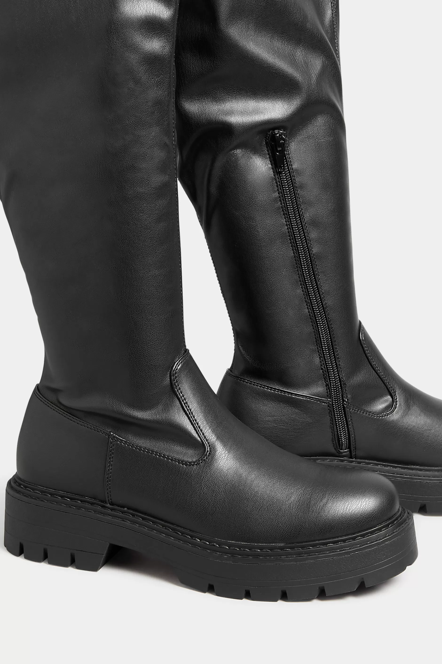 Women M&Co Boots>Limited Collection Limited Collection Black Over The Knee Chunky Boots In Wide E Fit & Extra Wide Eee Fit