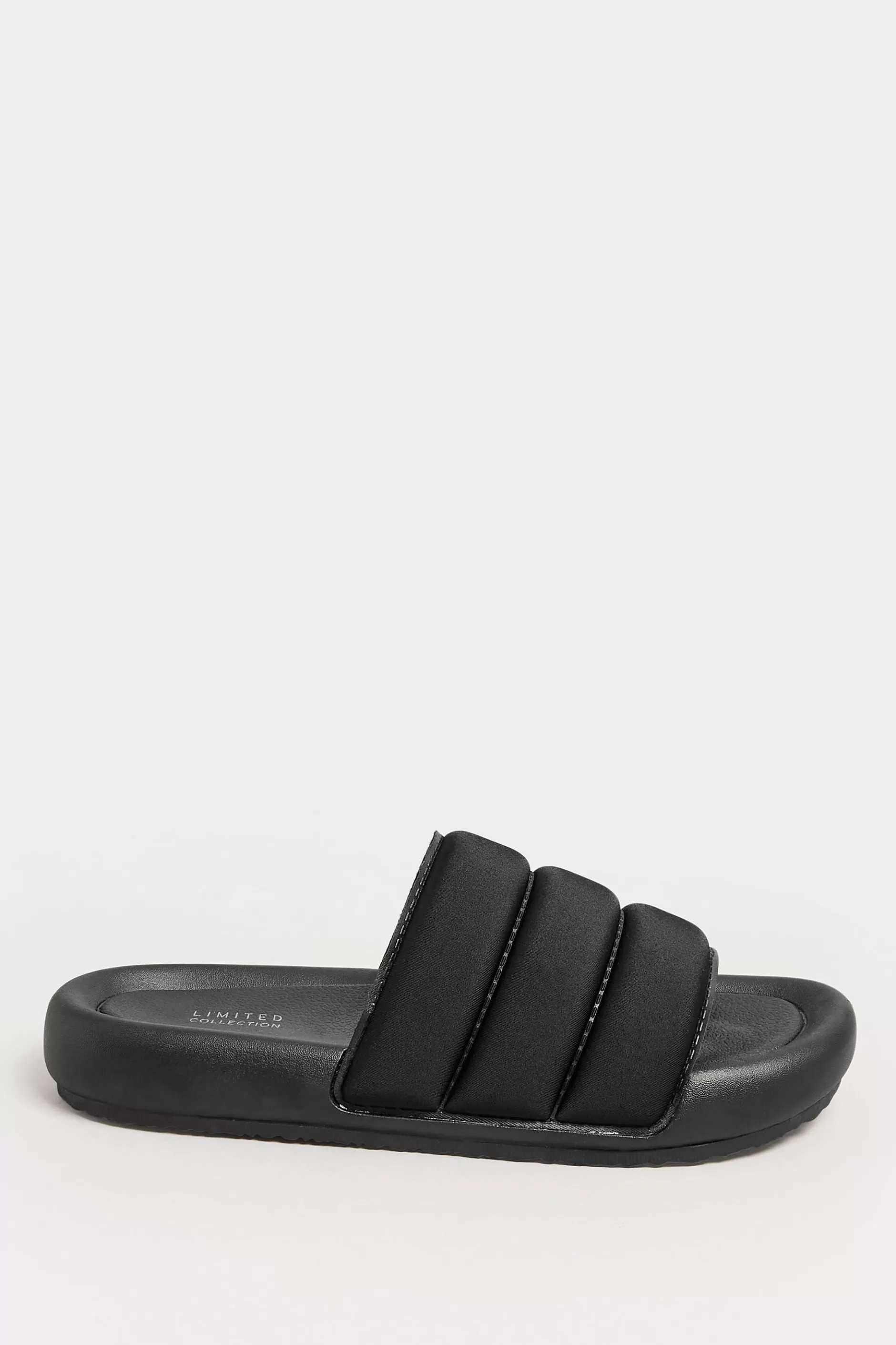 Women M&Co Mules & Sliders>Limited Collection Limited Collection Black Padded Sliders In Wide E Fit