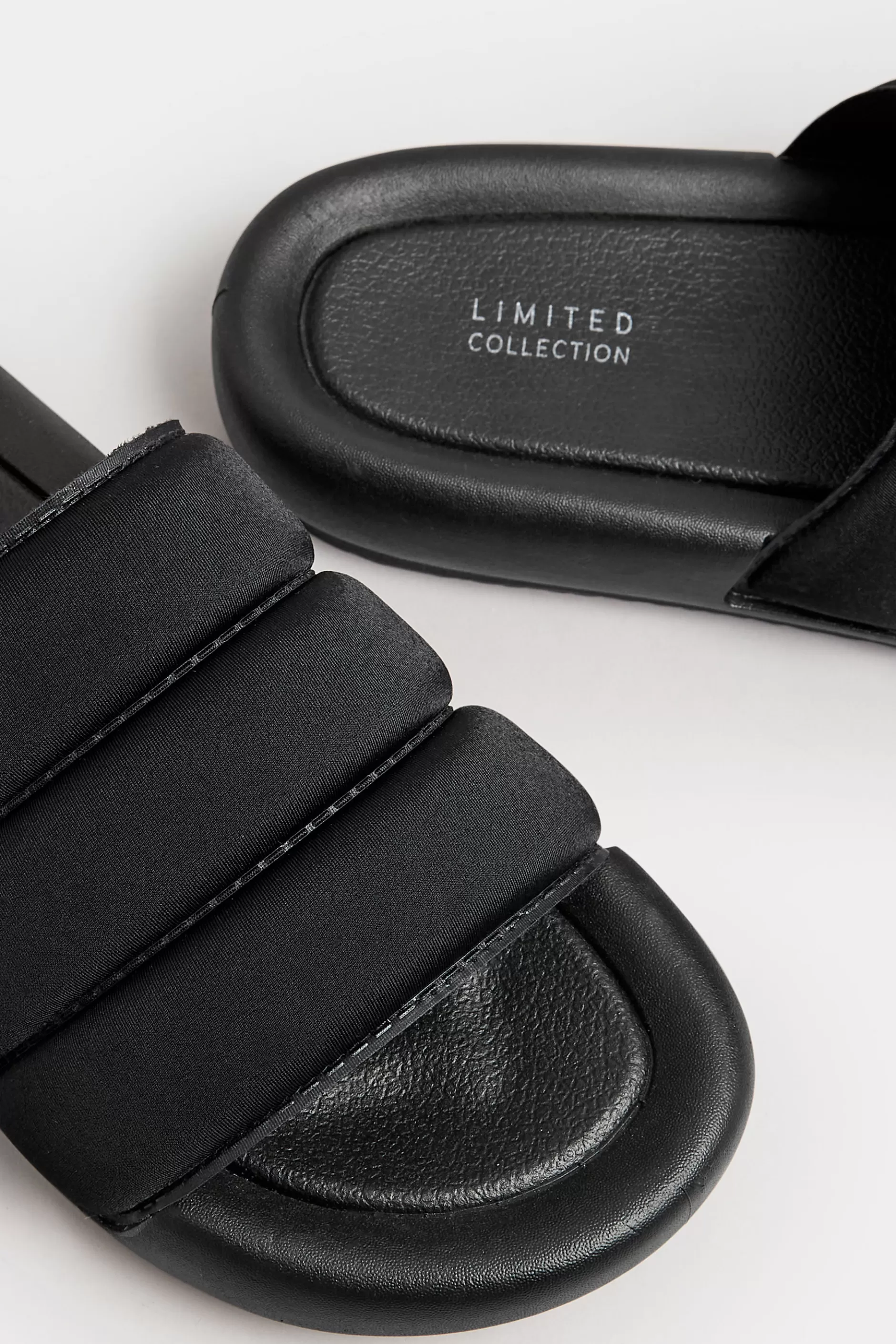Women M&Co Mules & Sliders>Limited Collection Limited Collection Black Padded Sliders In Wide E Fit