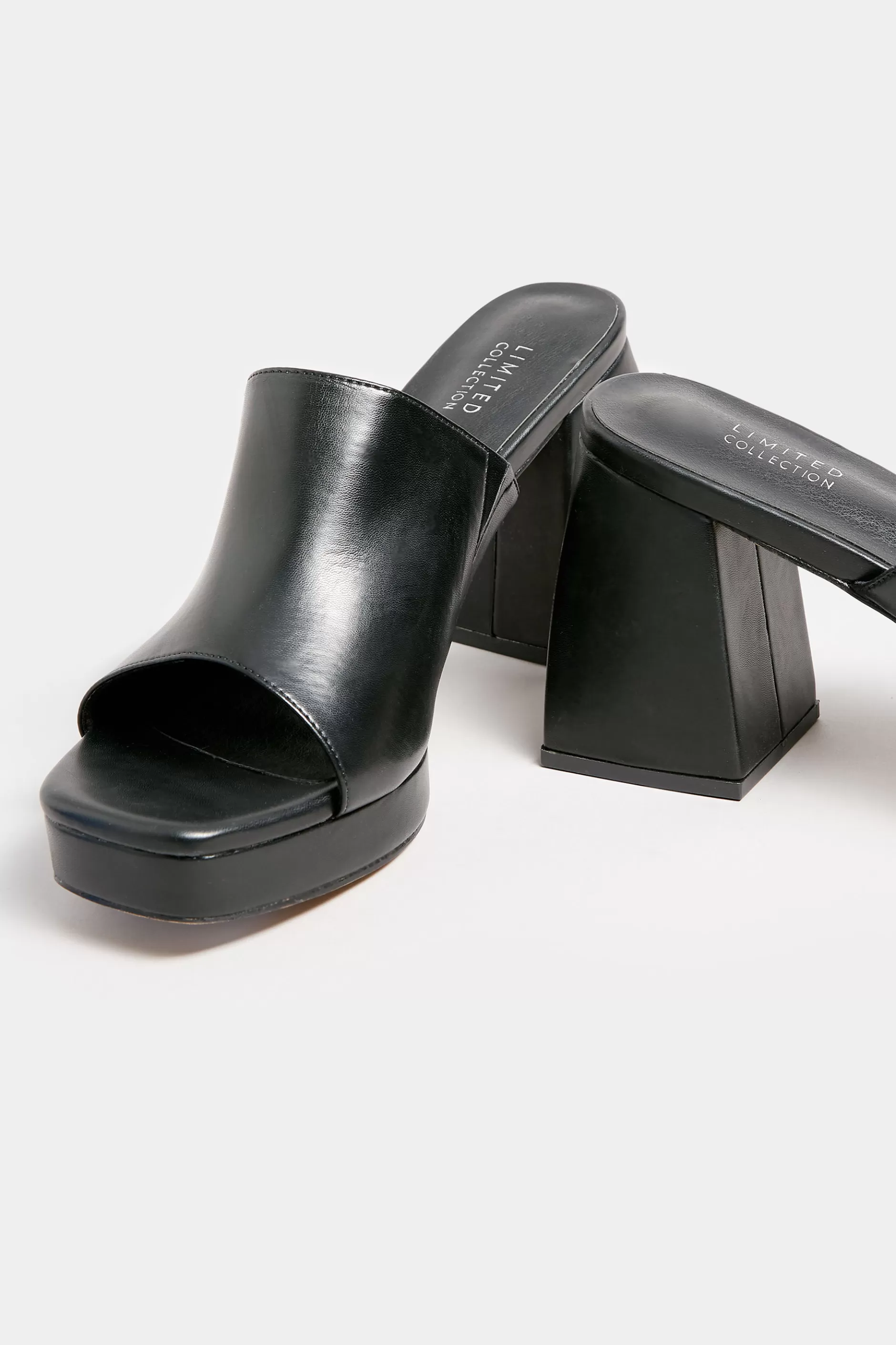 Women M&Co Heels>Limited Collection Limited Collection Black Platform Block Mule Sandal Heels In Wide E Fit & Extra Wide Eee Fit