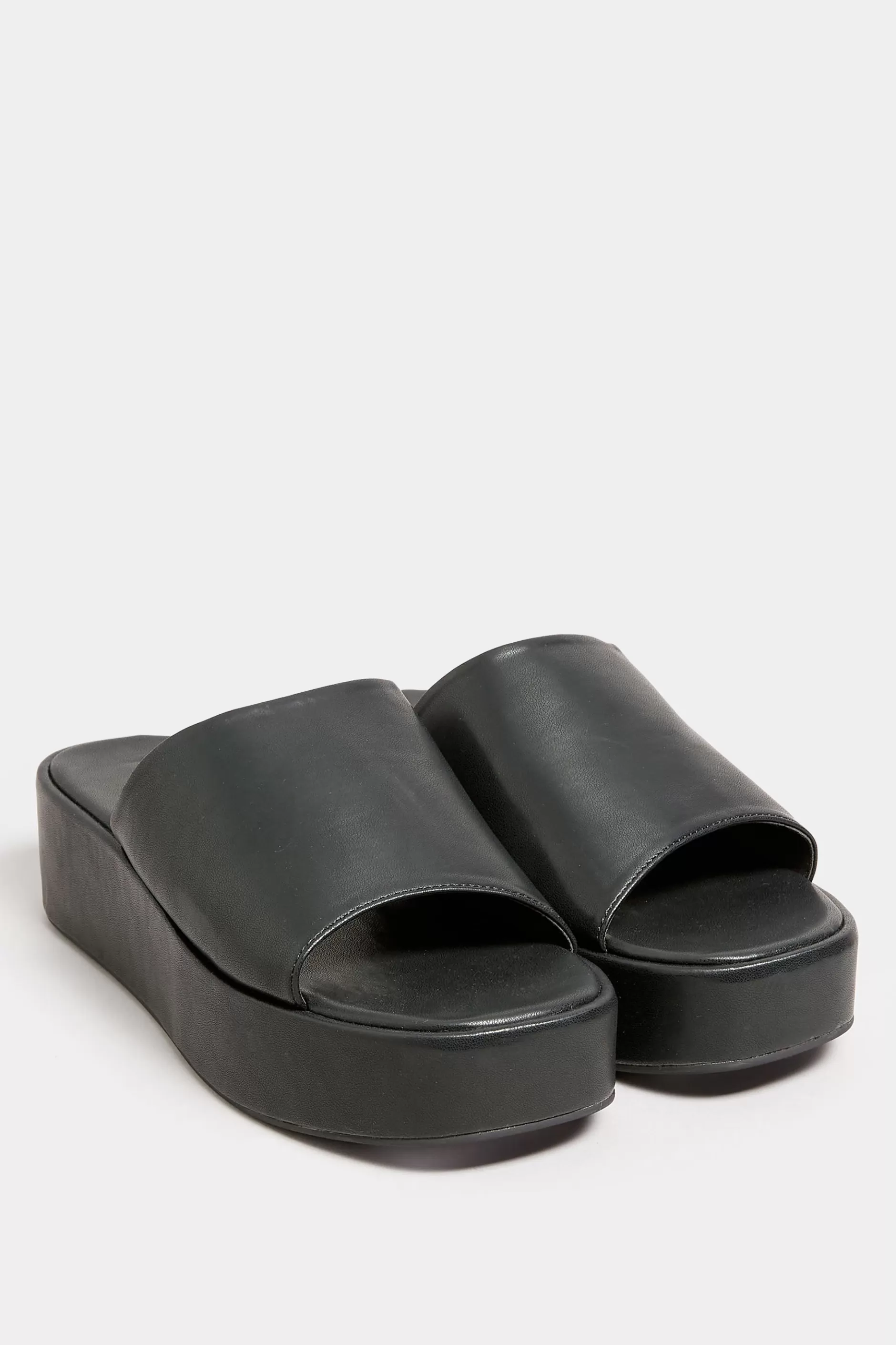 Women M&Co Mules & Sliders>Limited Collection Limited Collection Black Platform Mule Sandals In E Wide Fit & Eee Extra Wide Fit