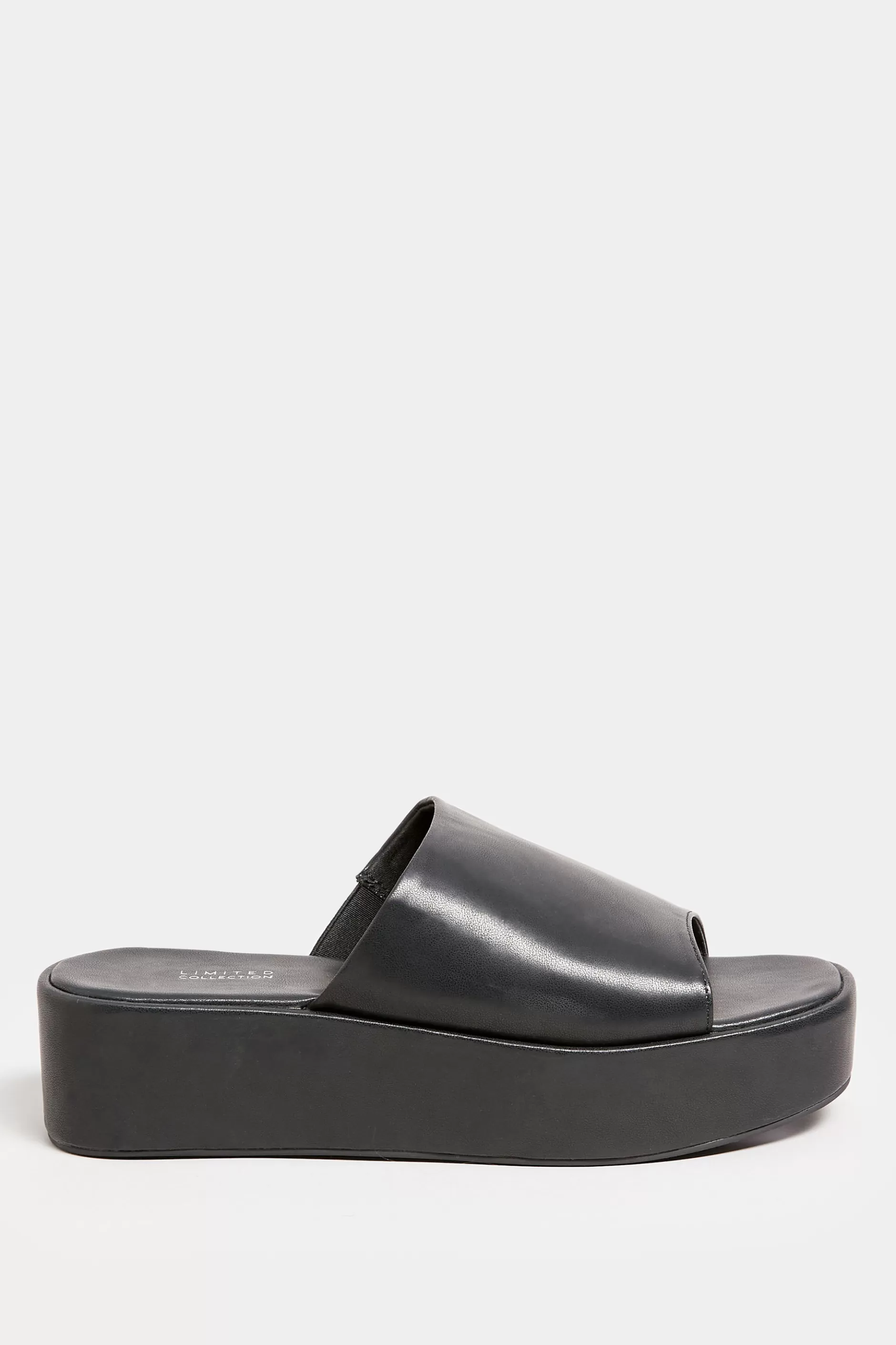 Women M&Co Mules & Sliders>Limited Collection Limited Collection Black Platform Mule Sandals In E Wide Fit & Eee Extra Wide Fit