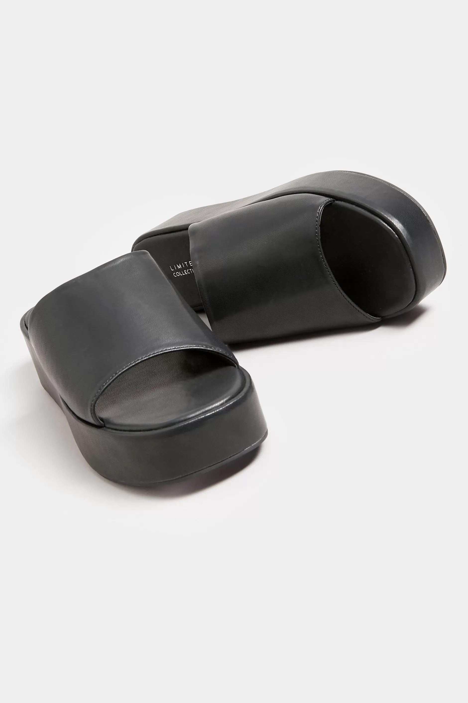 Women M&Co Mules & Sliders>Limited Collection Limited Collection Black Platform Mule Sandals In E Wide Fit & Eee Extra Wide Fit