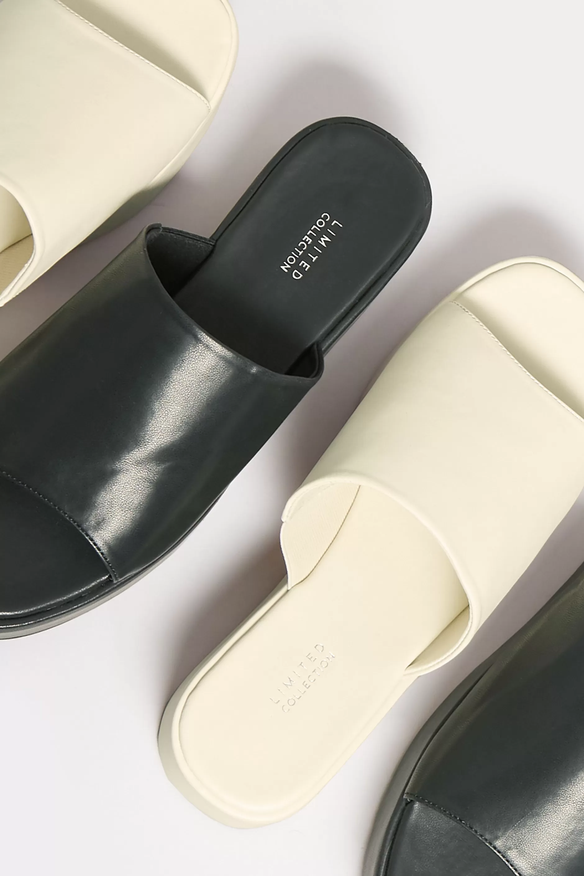 Women M&Co Mules & Sliders>Limited Collection Limited Collection Black Platform Mule Sandals In E Wide Fit & Eee Extra Wide Fit