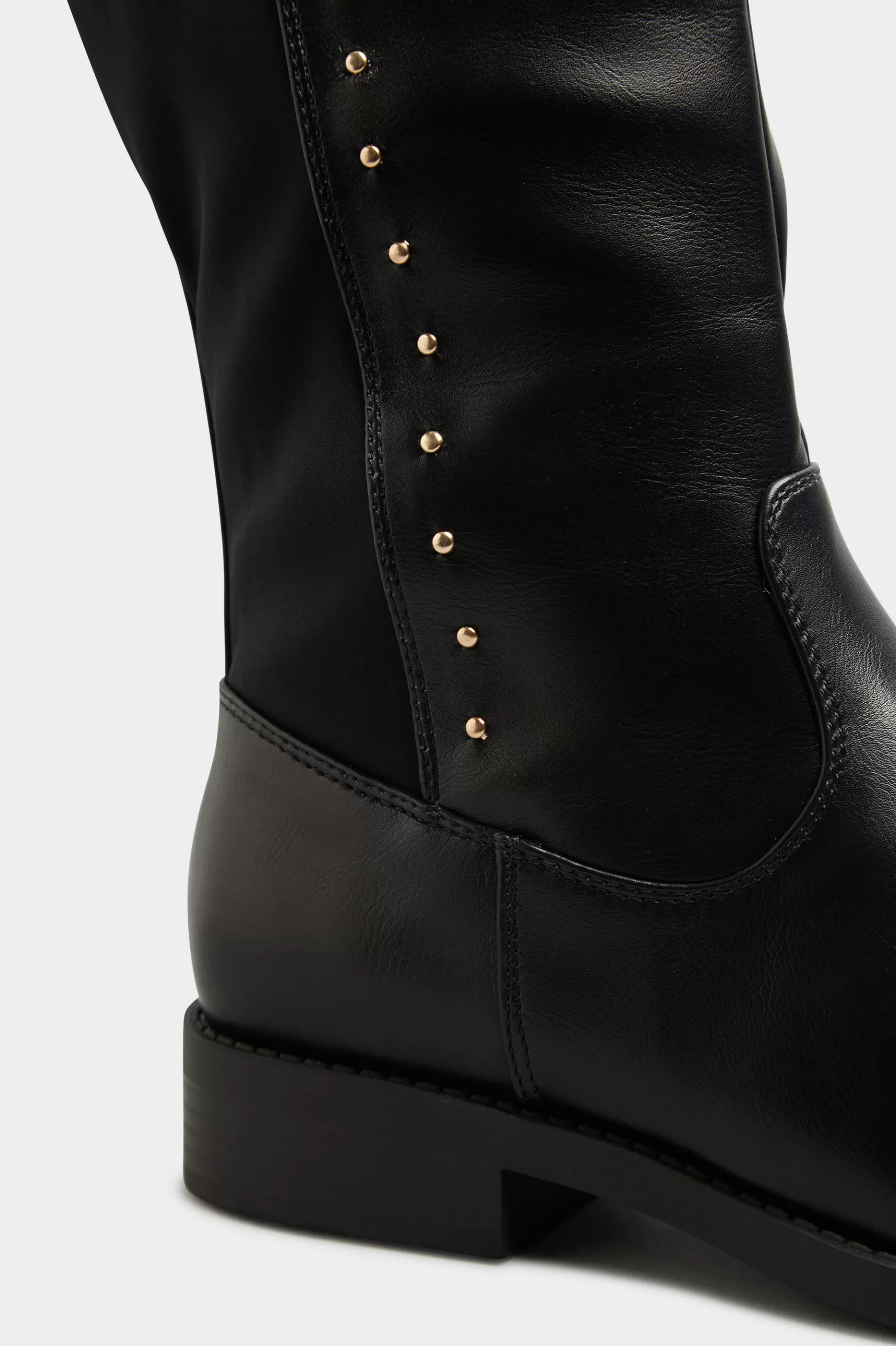Women M&Co Boots>Limited Collection Limited Collection Black Pu Stud Over The Knee Boots In Wide E Fit & Extra Wide Eee Fit