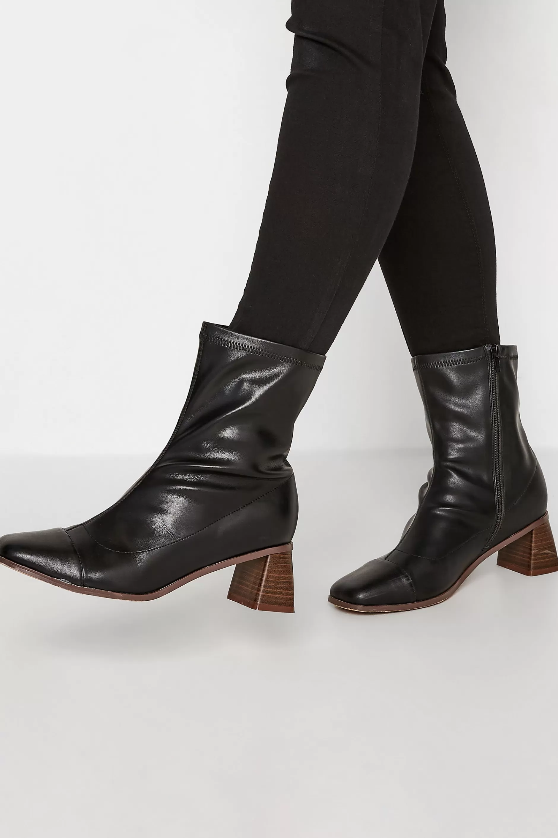 Women M&Co Boots>Limited Collection Limited Collection Black Square Toe Block Heel Boots In Extra Wide Eee Fit