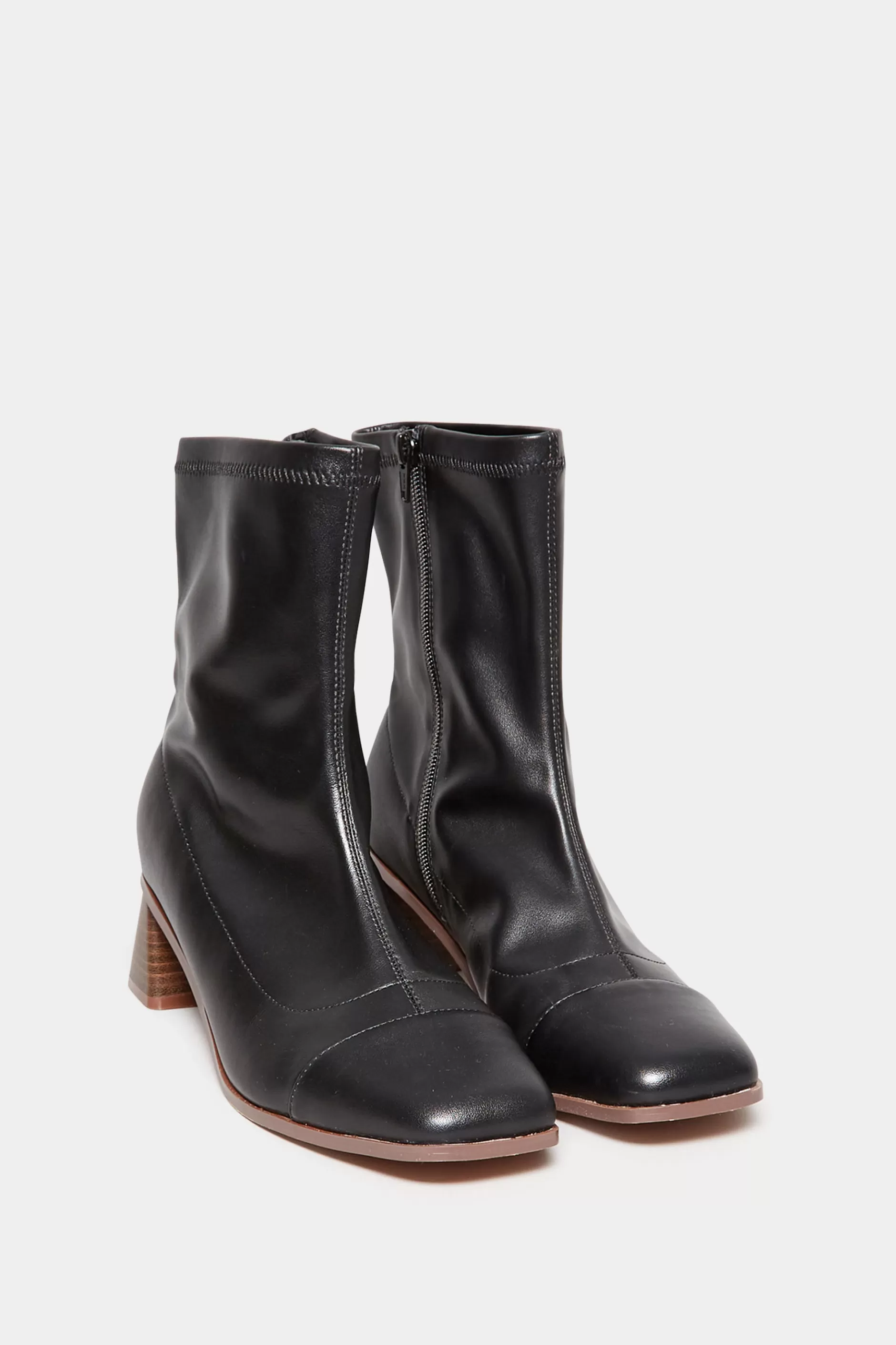 Women M&Co Boots>Limited Collection Limited Collection Black Square Toe Block Heel Boots In Extra Wide Eee Fit