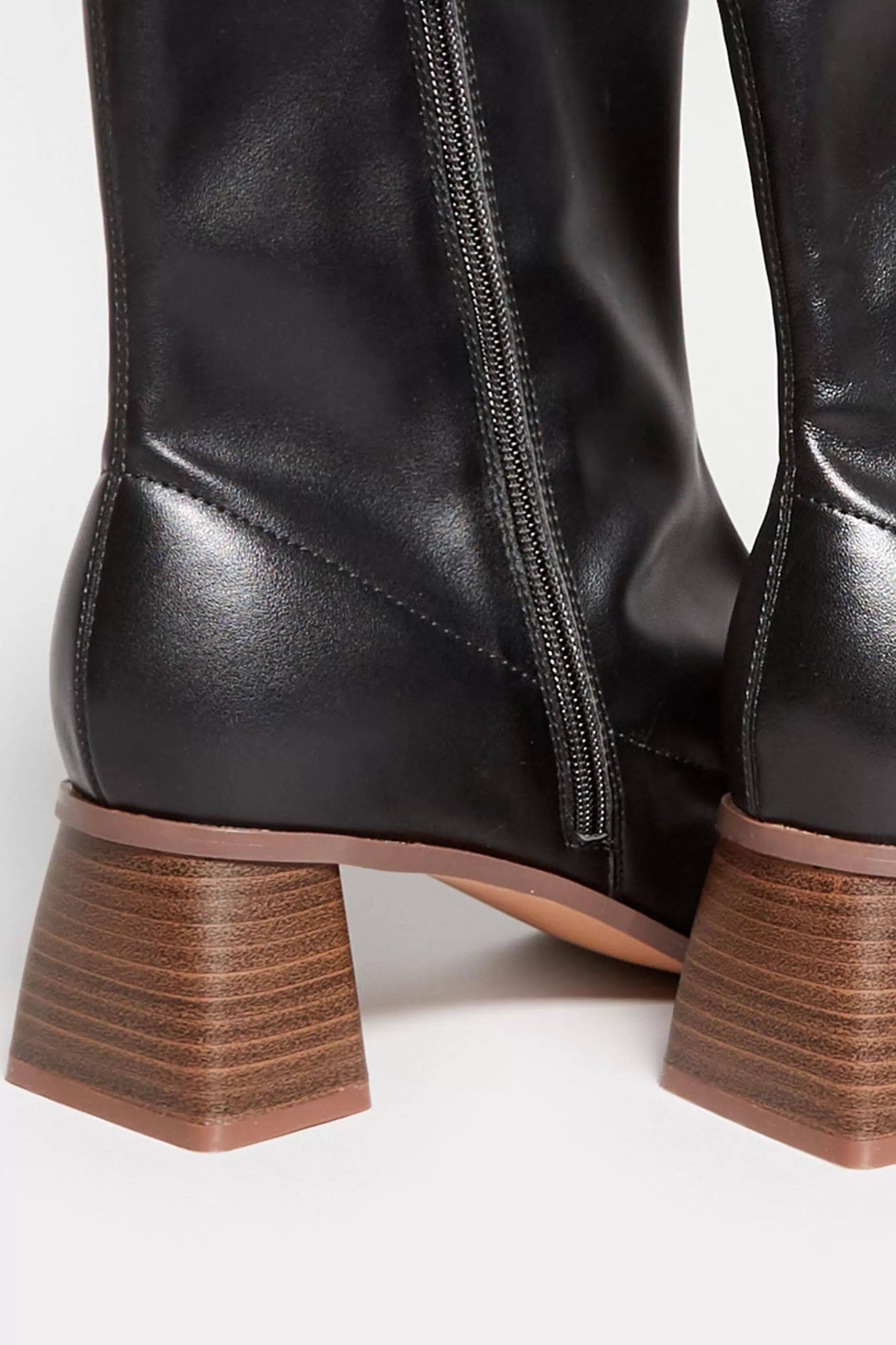 Women M&Co Boots>Limited Collection Limited Collection Black Square Toe Block Heel Boots In Extra Wide Eee Fit