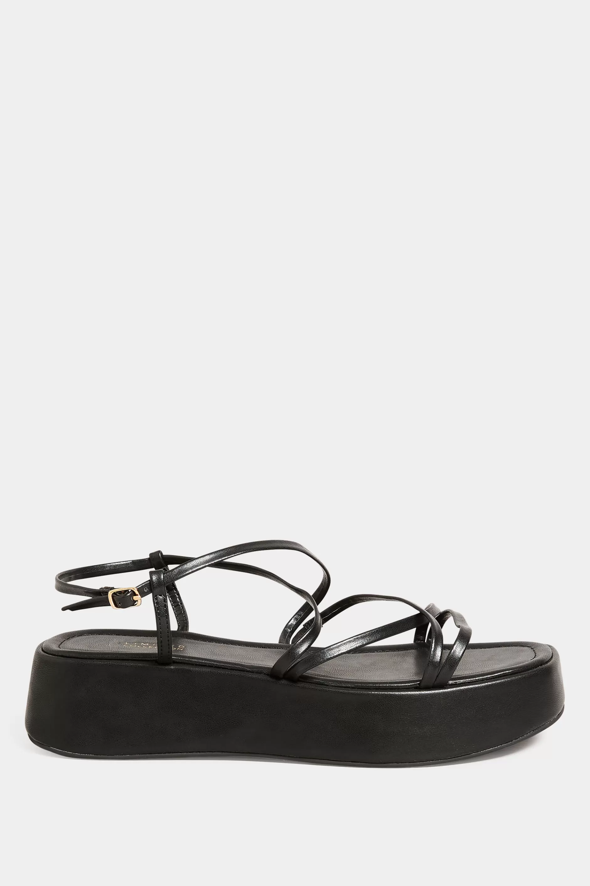 Women M&Co Flat Shoes>Limited Collection Limited Collection Black Strappy Flatform Sandals In Extra Wide Eee Fit