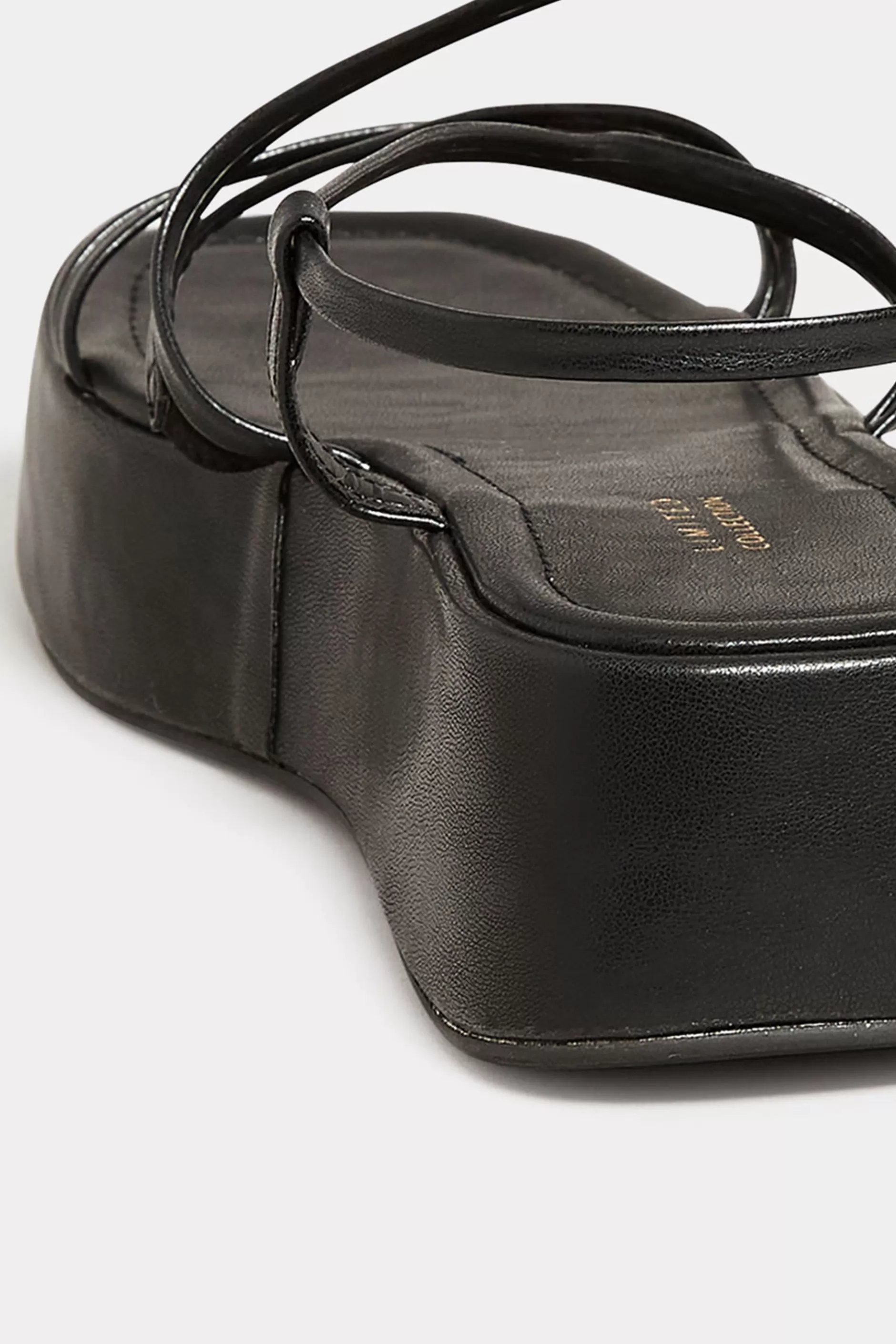 Women M&Co Flat Shoes>Limited Collection Limited Collection Black Strappy Flatform Sandals In Extra Wide Eee Fit