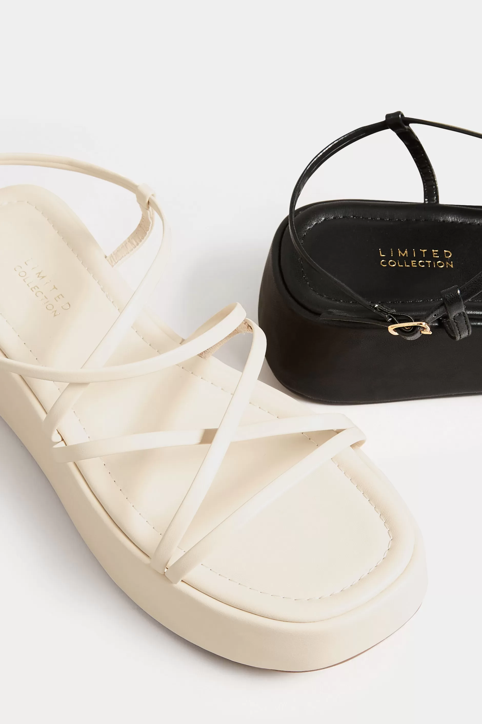 Women M&Co Flat Shoes>Limited Collection Limited Collection Black Strappy Flatform Sandals In Extra Wide Eee Fit