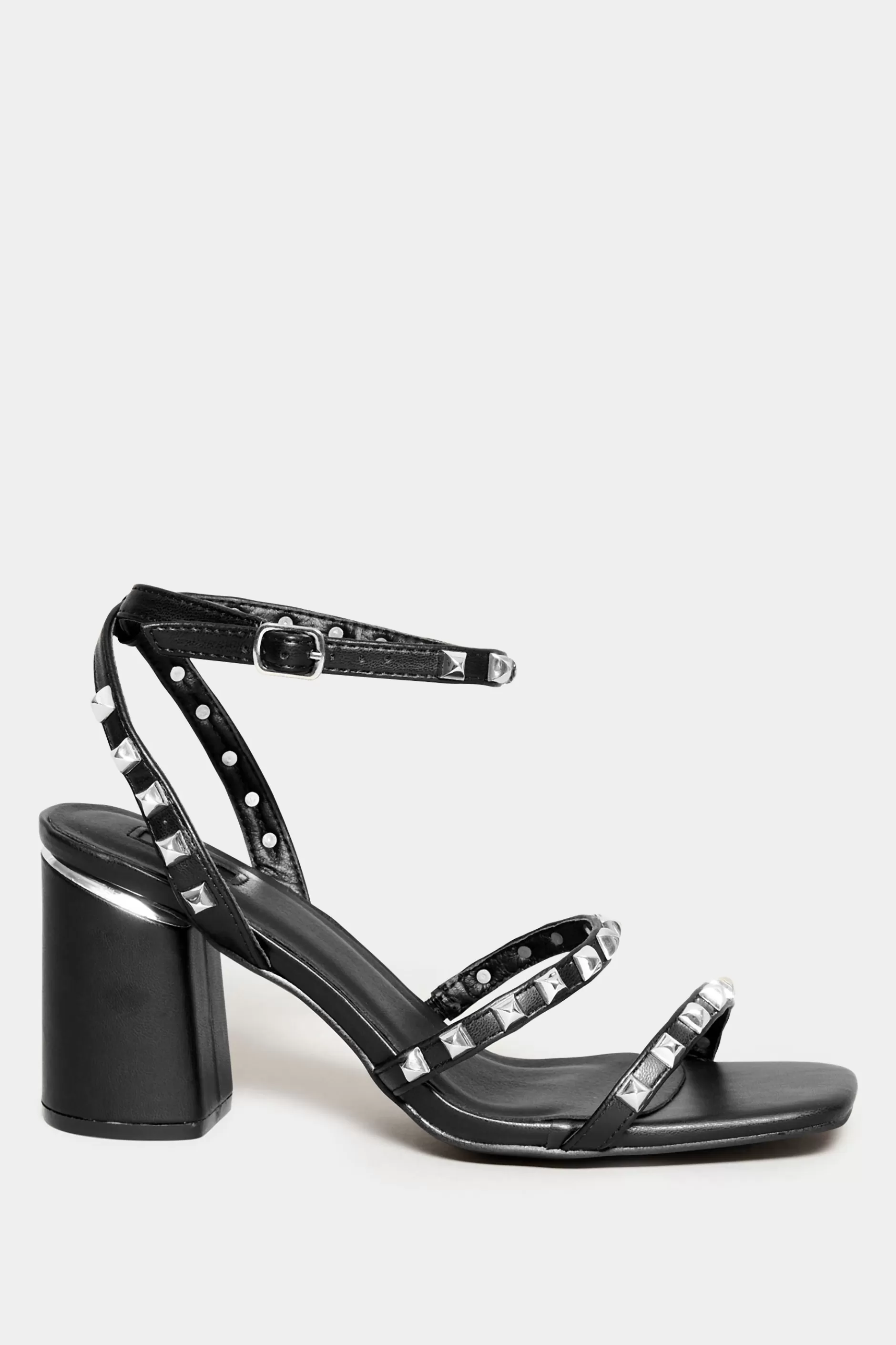 Women M&Co Heels>Limited Collection Limited Collection Black Strappy Studded Sandals In E Wide Fit & Eee Extra Wide Fit
