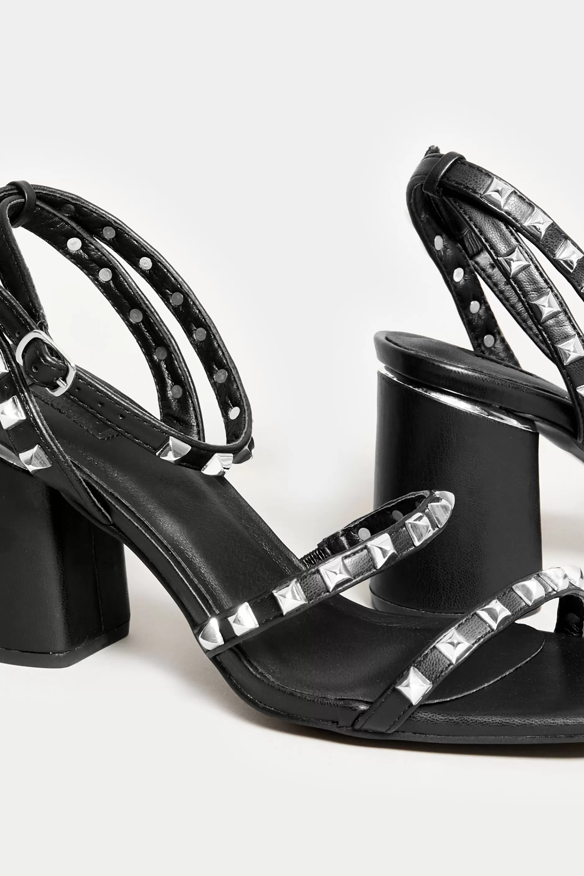 Women M&Co Heels>Limited Collection Limited Collection Black Strappy Studded Sandals In E Wide Fit & Eee Extra Wide Fit