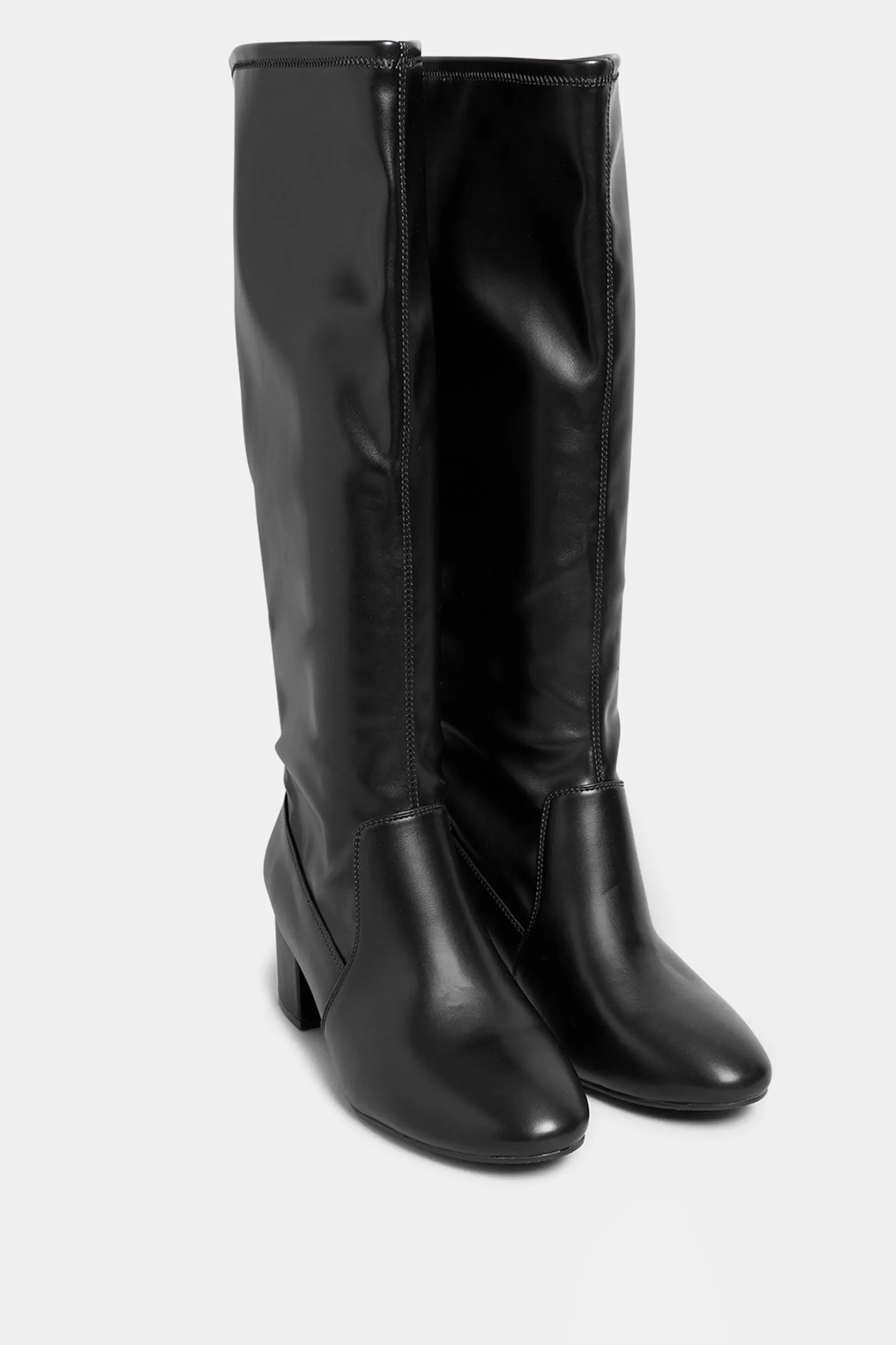 Women M&Co Boots>Limited Collection Limited Collection Black Stretch Heeled Knee High Boots In Wide E Fit & Extra Wide Eee Fit