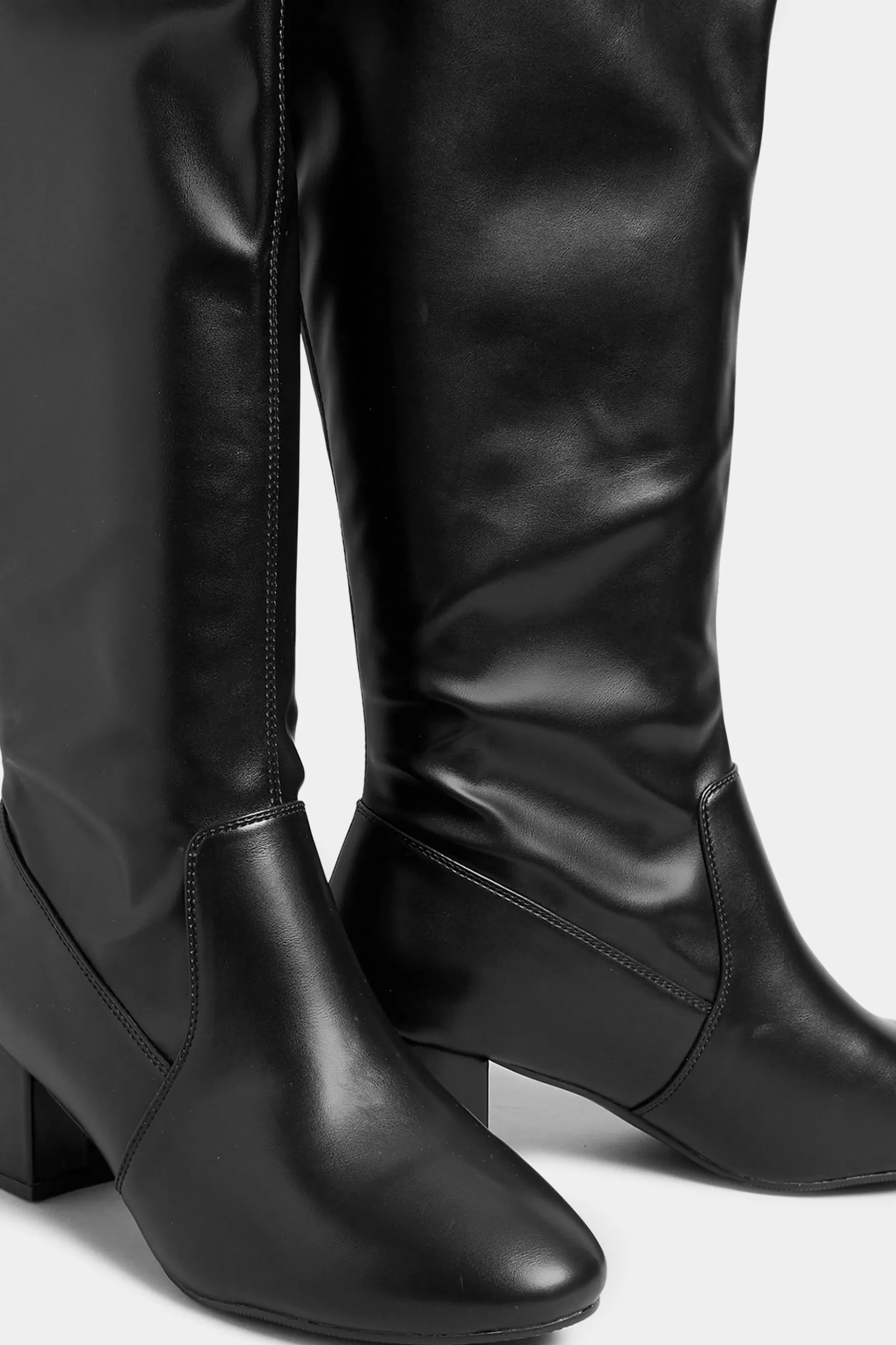 Women M&Co Boots>Limited Collection Limited Collection Black Stretch Heeled Knee High Boots In Wide E Fit & Extra Wide Eee Fit