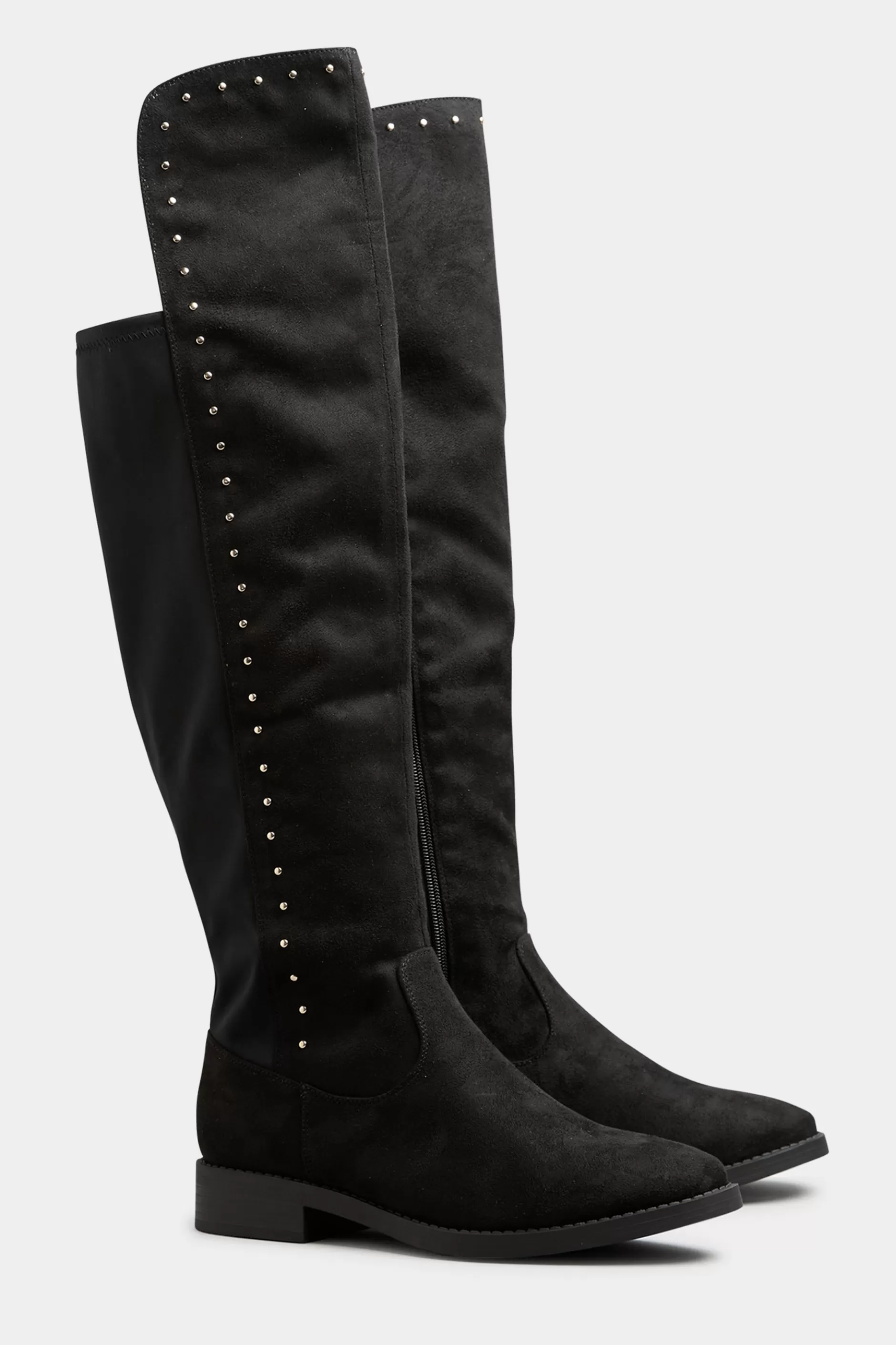 Women M&Co Boots>Limited Collection Limited Collection Black Stud Over The Knee Boots In Wide E Fit & Extra Wide Eee Fit
