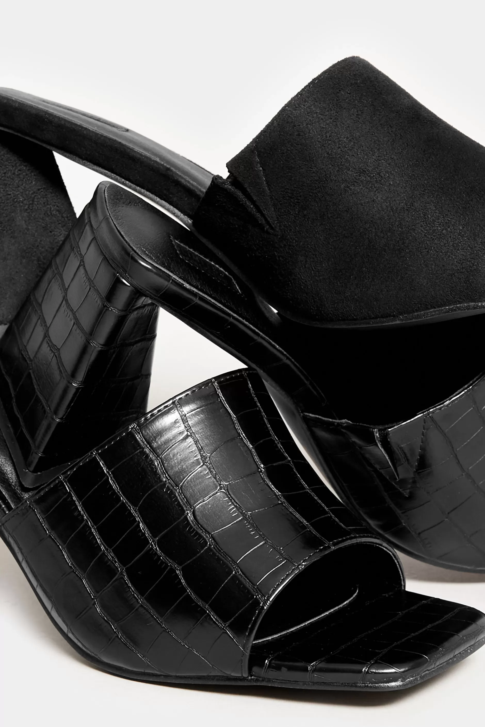 Women M&Co Mules & Sliders>Limited Collection Limited Collection Black Triangular Heeled Mules In Wide E Fit & Extra Wide Eee Fit