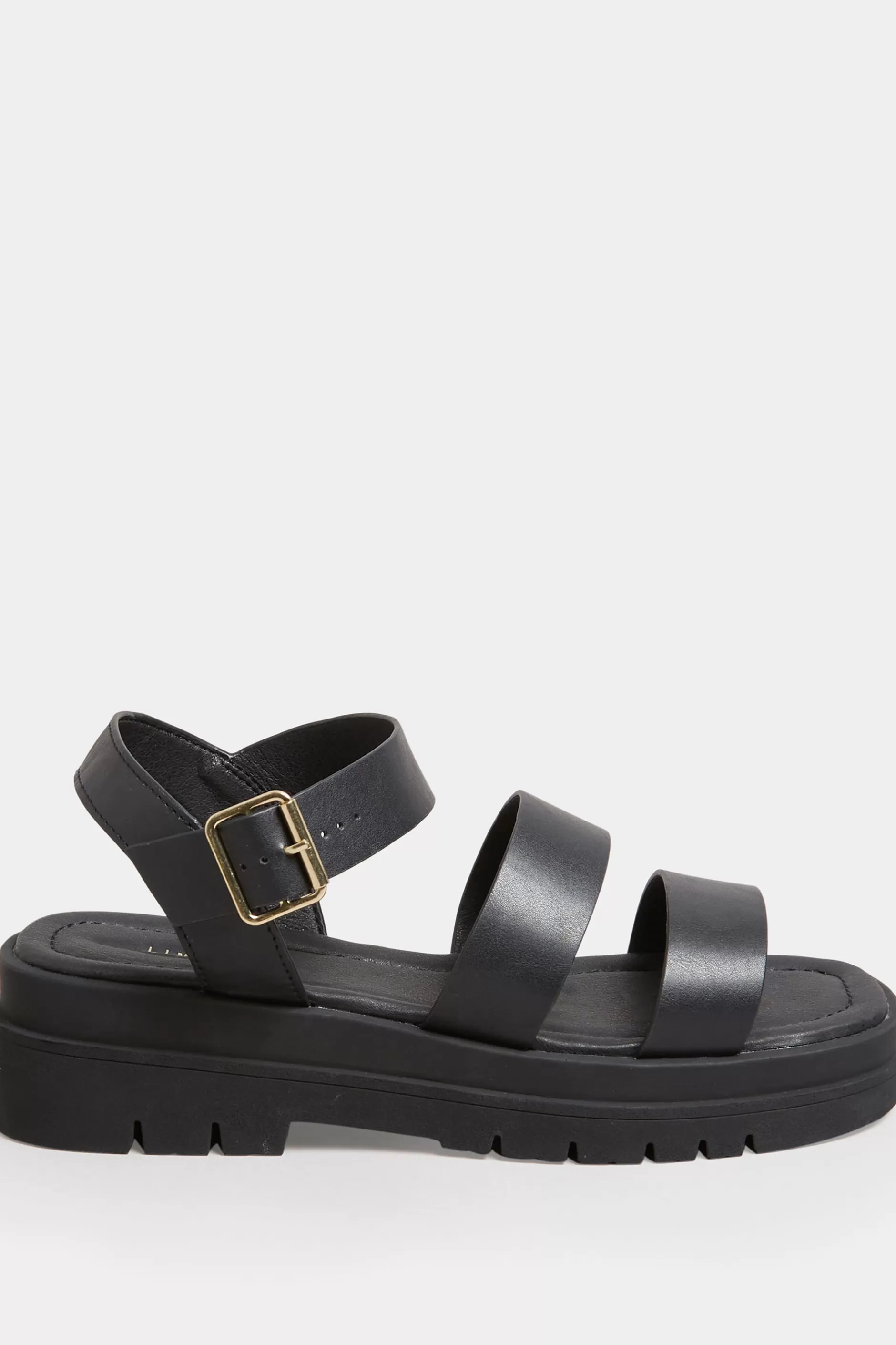 Women M&Co Sandals>Limited Collection Limited Collection Black Triple Strap Gladiator Sandals In Wide E Fit & Extra Wide Eee Fit