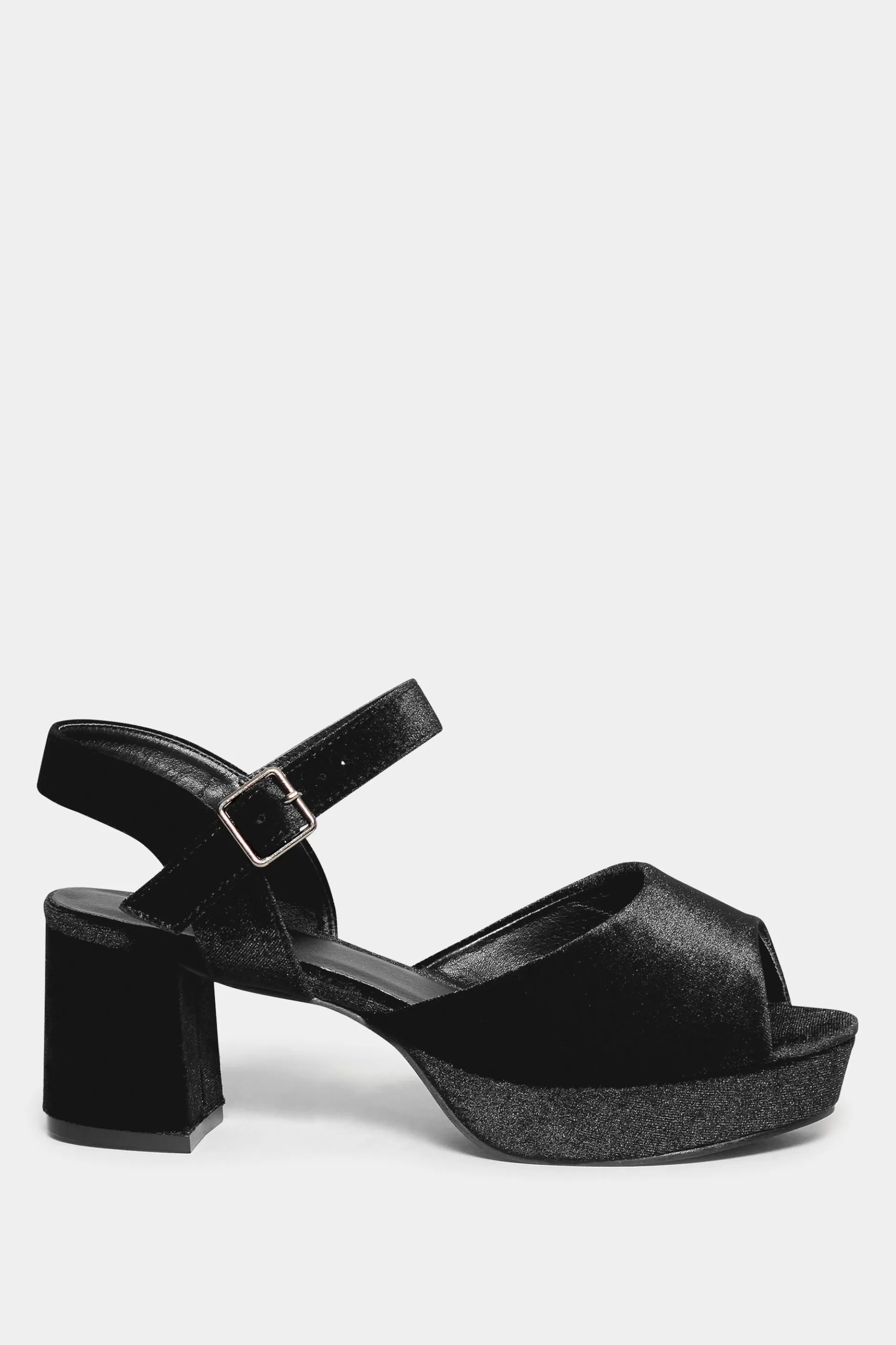 Women M&Co Heels>Limited Collection Limited Collection Black Velvet Platform Heels In Wide E Fit & Extra Wide Eee Fit