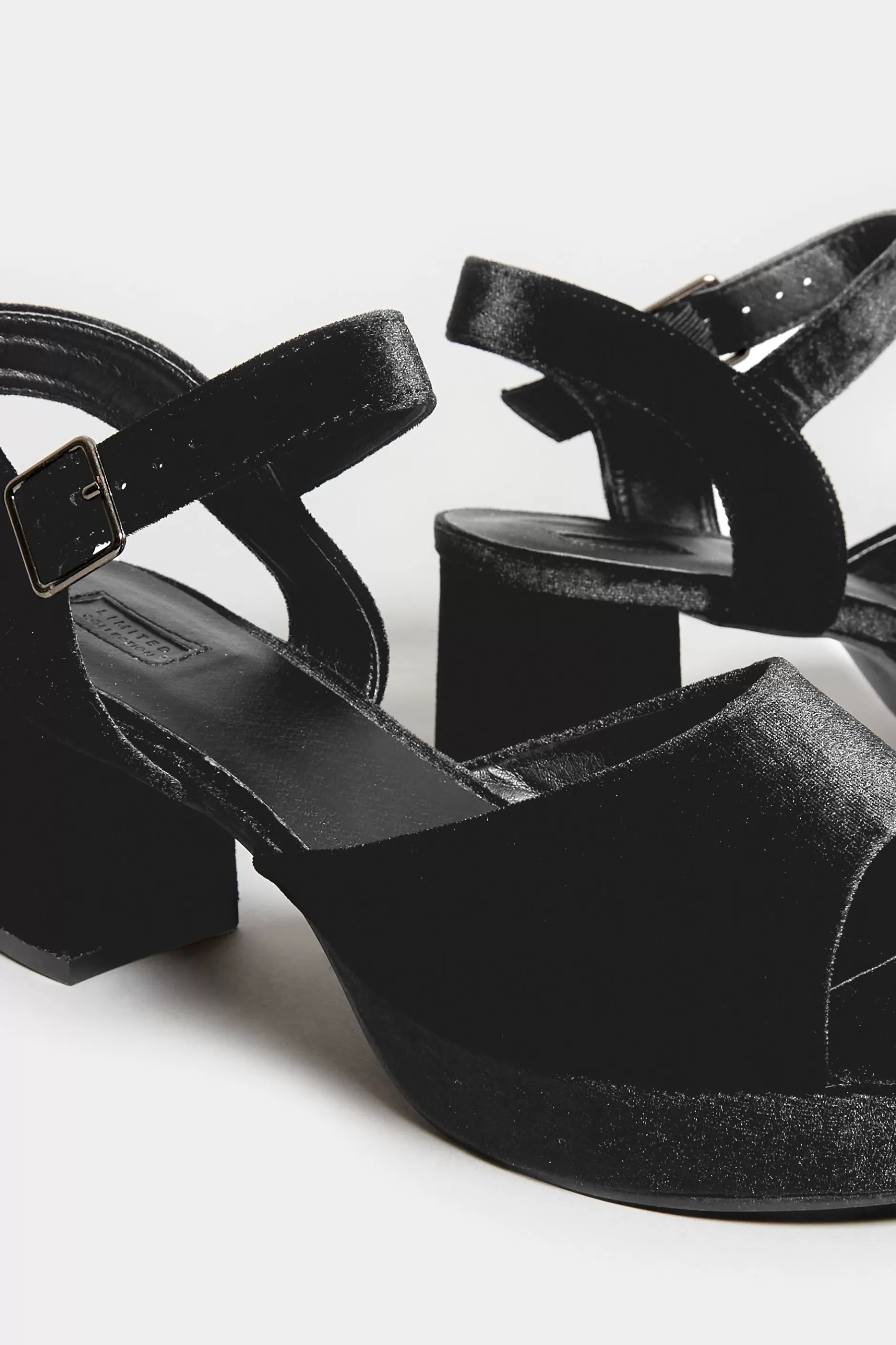 Women M&Co Heels>Limited Collection Limited Collection Black Velvet Platform Heels In Wide E Fit & Extra Wide Eee Fit