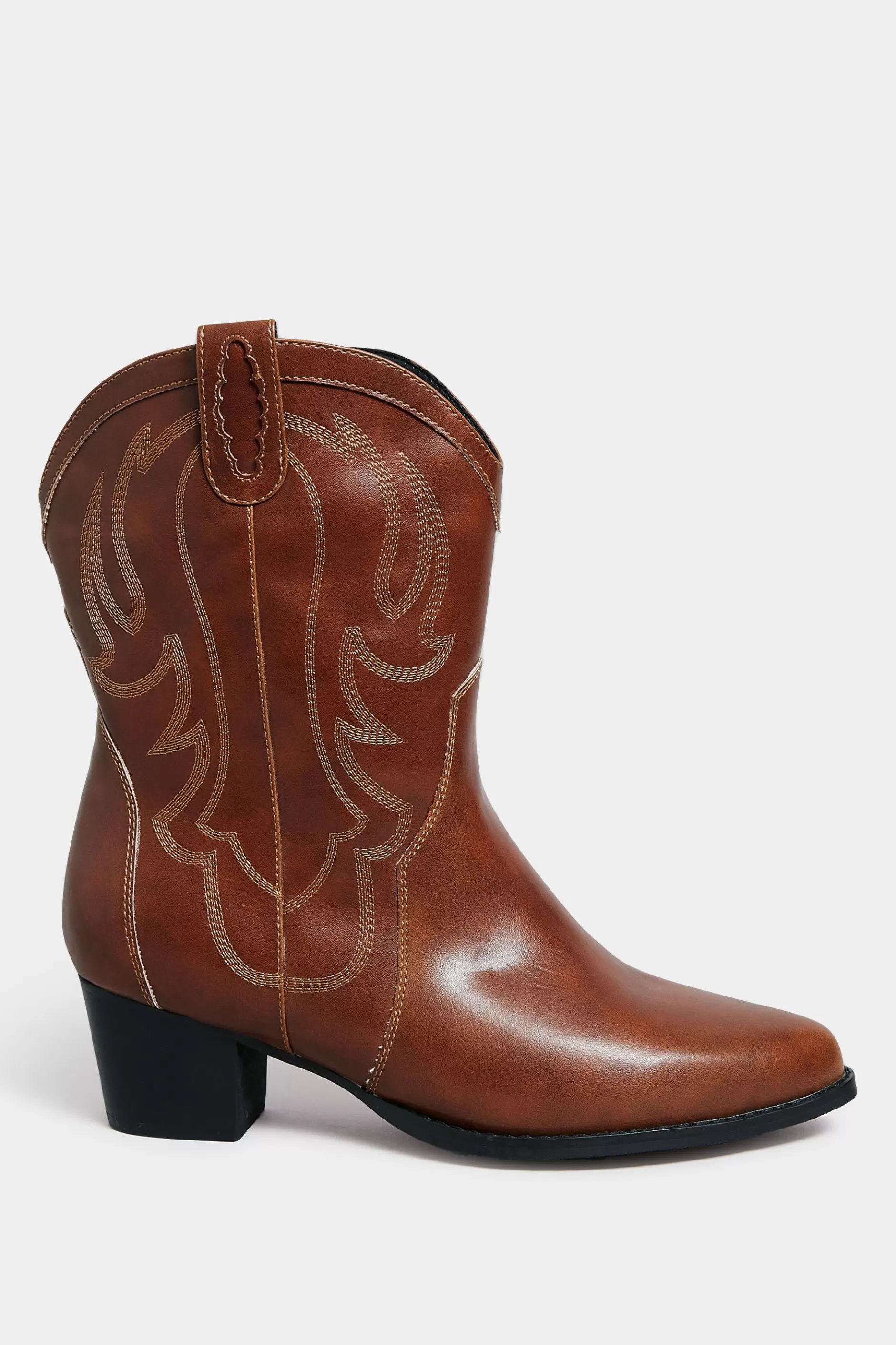 Women M&Co Boots>Limited Collection Limited Collection Brown Cowboy Ankle Boots In Extra Wide Eee Fit