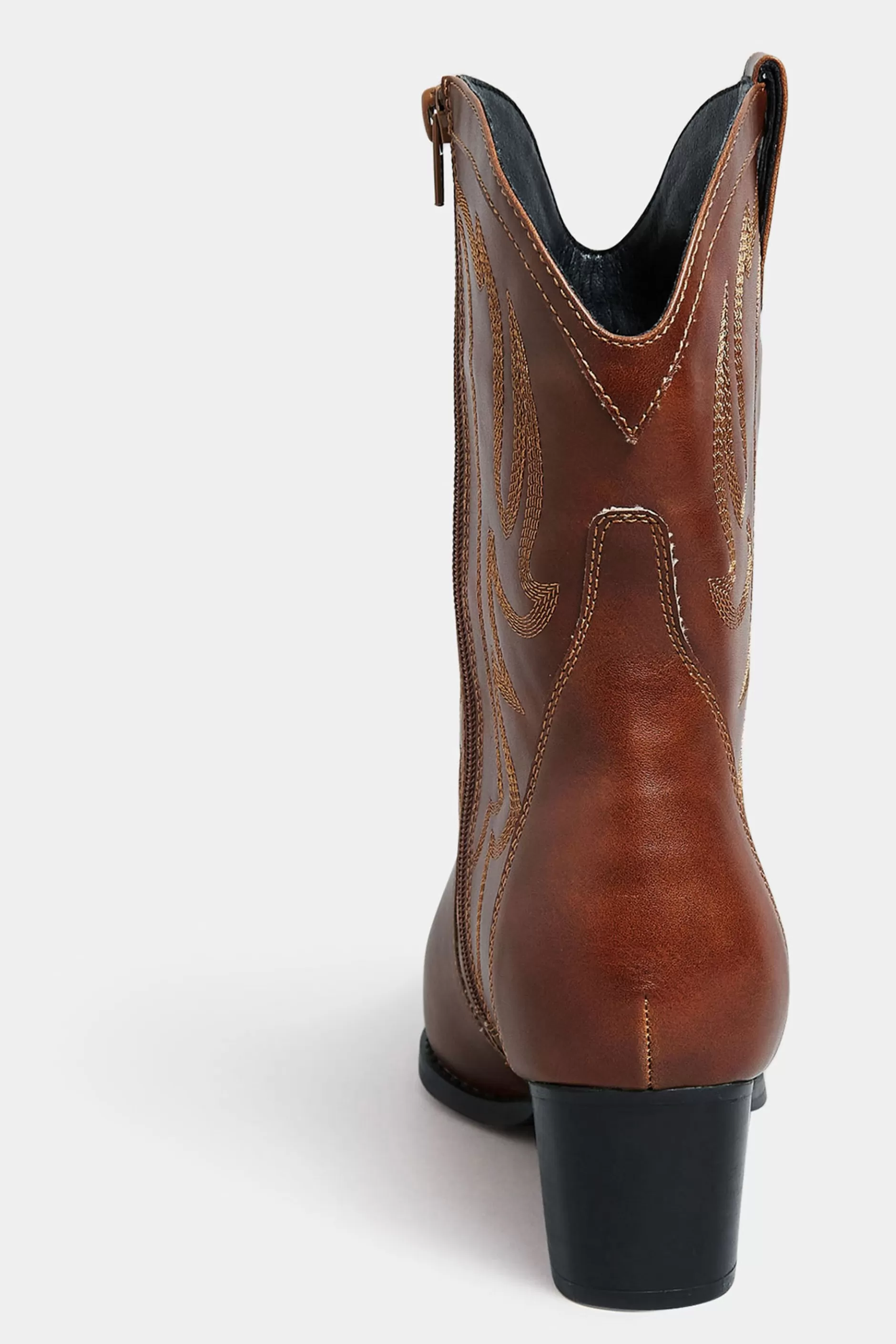 Women M&Co Boots>Limited Collection Limited Collection Brown Cowboy Ankle Boots In Extra Wide Eee Fit