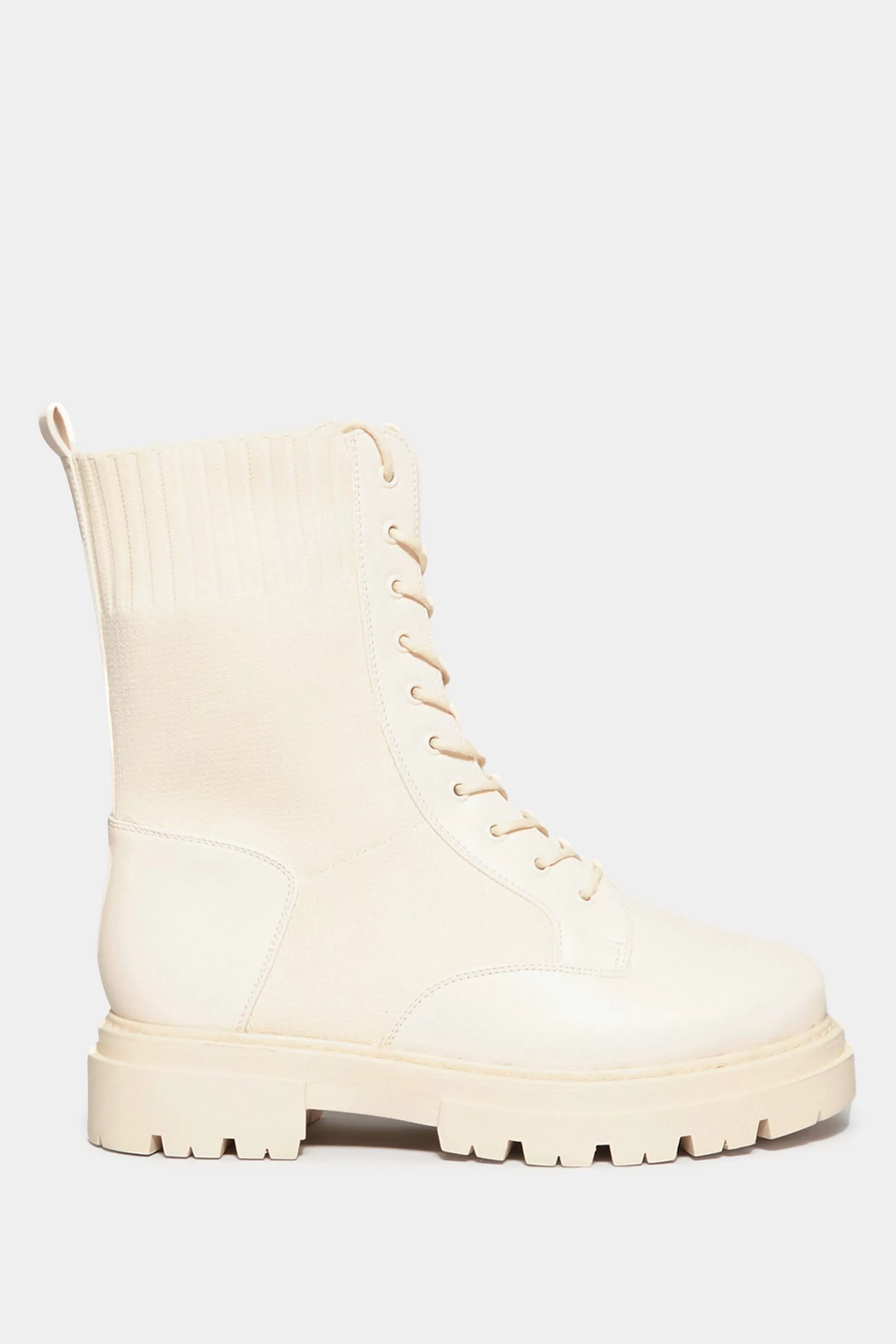 Women M&Co Boots>Limited Collection Limited Collection Cream Chunky Sock Lace Up Boots In Wide E Fit & Extra Wide Eee Fit