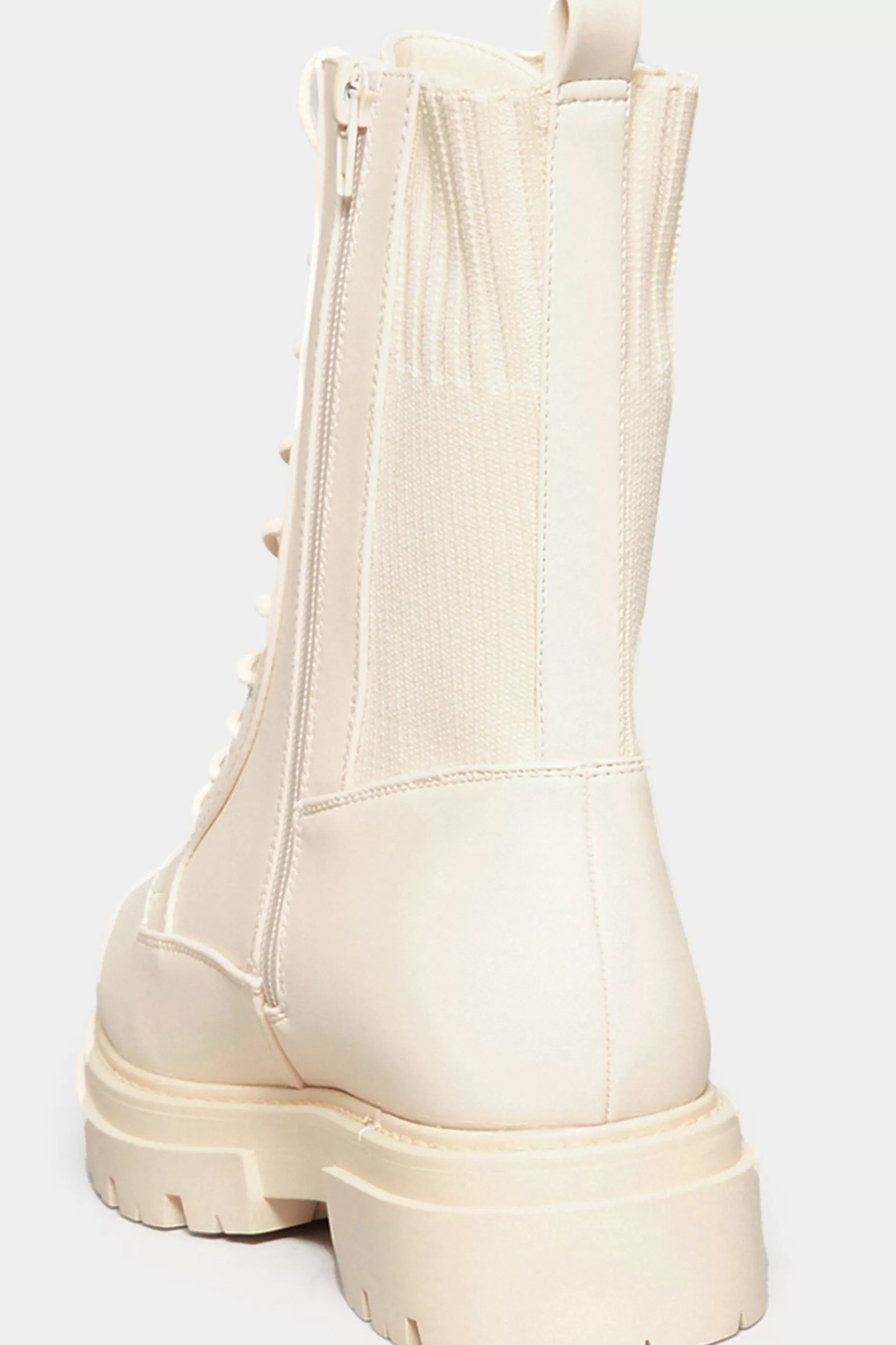 Women M&Co Boots>Limited Collection Limited Collection Cream Chunky Sock Lace Up Boots In Wide E Fit & Extra Wide Eee Fit