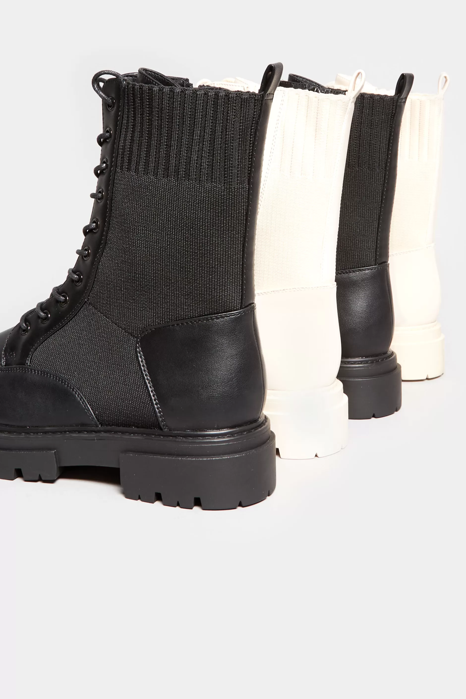 Women M&Co Boots>Limited Collection Limited Collection Cream Chunky Sock Lace Up Boots In Wide E Fit & Extra Wide Eee Fit