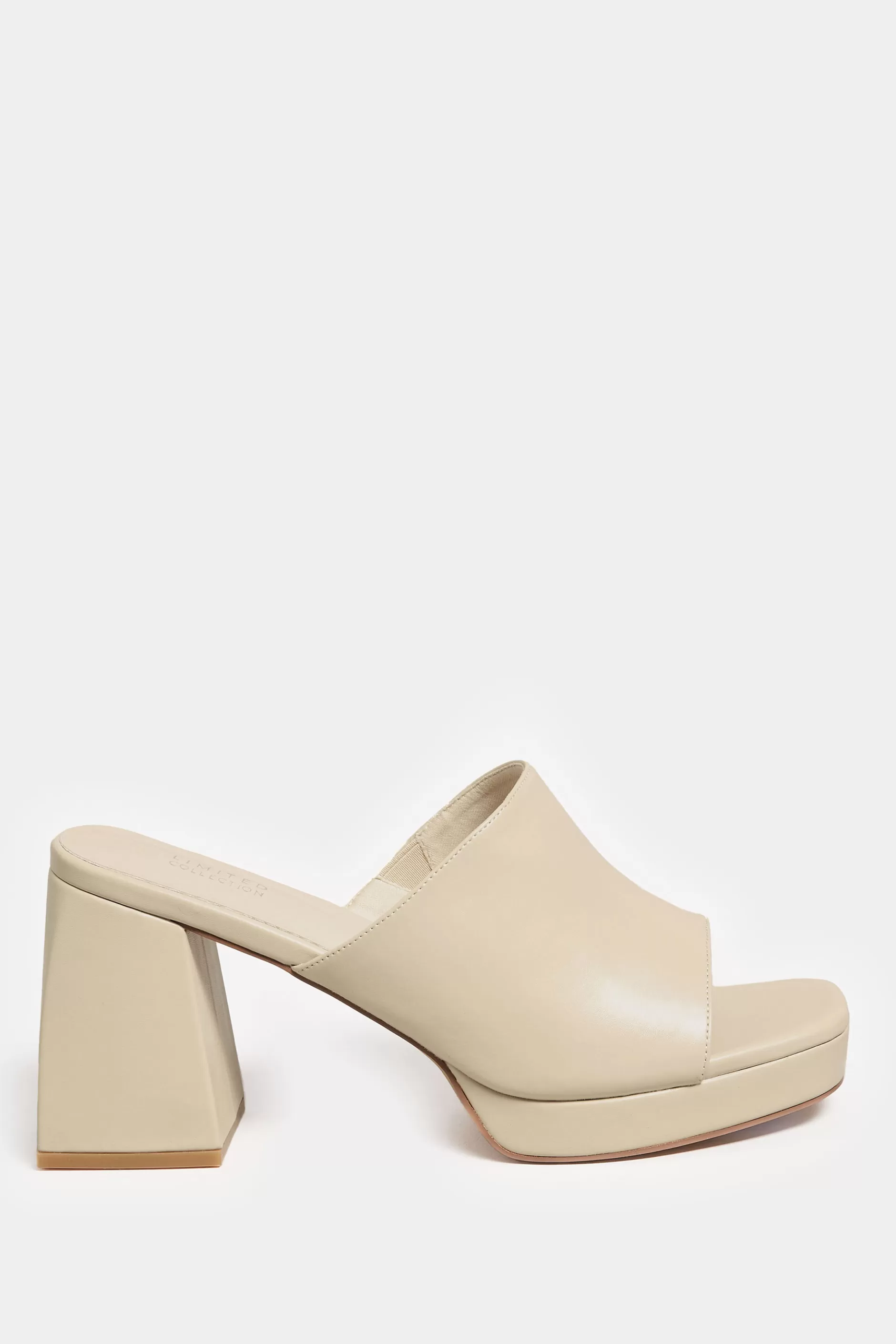 Women M&Co Heels>Limited Collection Limited Collection Cream Platform Block Mule Sandal Heels In Wide E Fit & Extra Wide Eee Fit